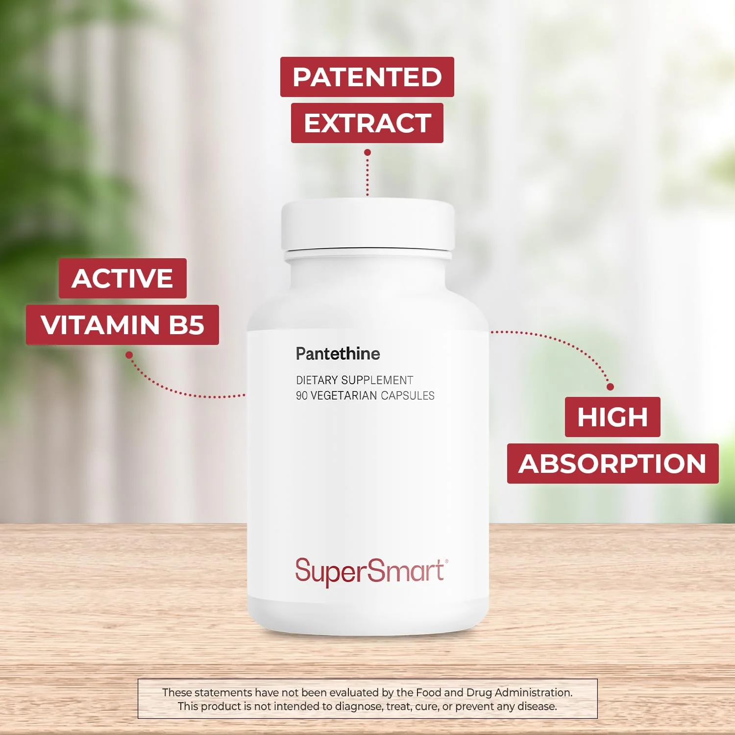 Supersmart Pantesin Pantethine 600 mg per Day - Pantothenic Acid (Vitamin B5) - Non-GMO & Gluten Free - 90 Vegetarian Capsules - Image 3