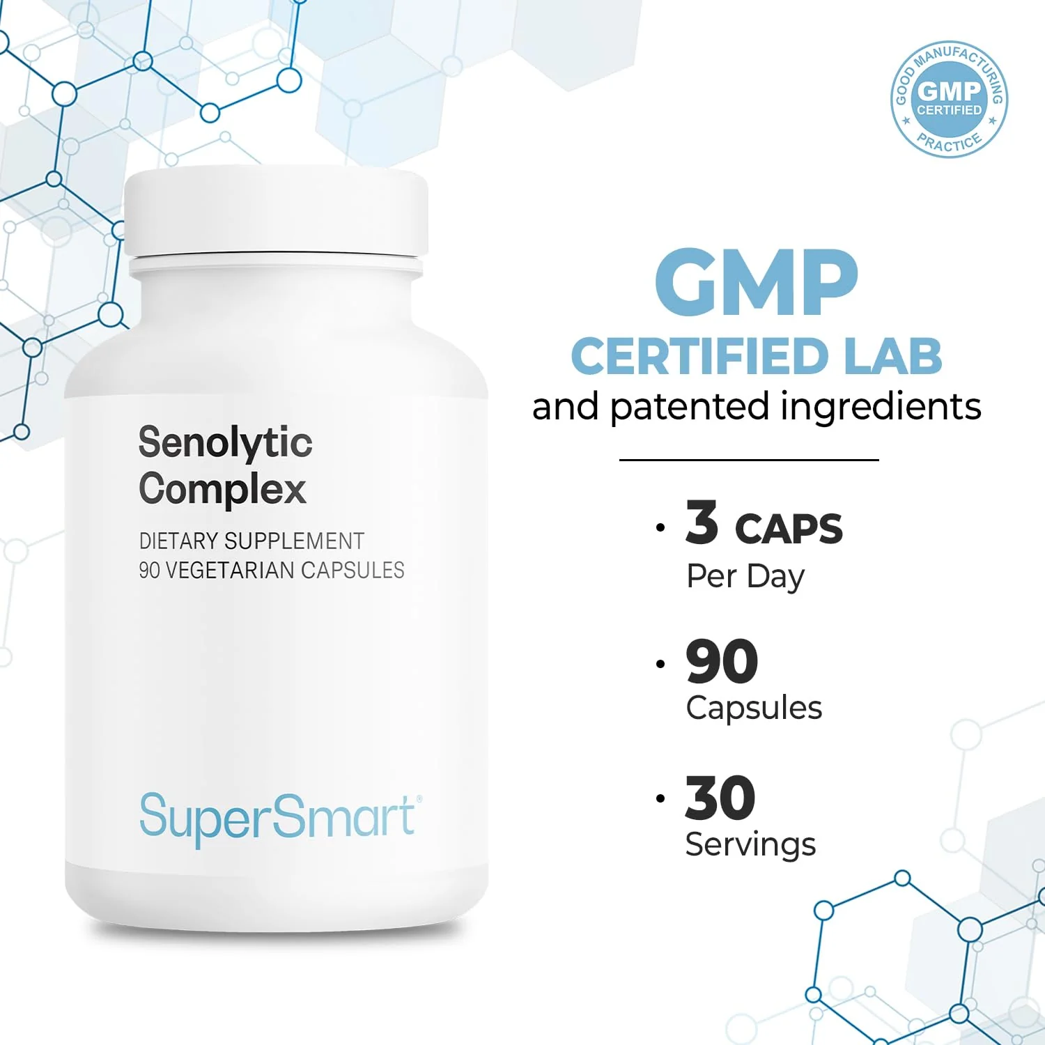 Supersmart Senolytic Complex (Advanced Formula) – Fisetin, Quercetin, Bromelain | Non-GMO & Gluten Free | 90 Vegetarian Capsules - Image 12