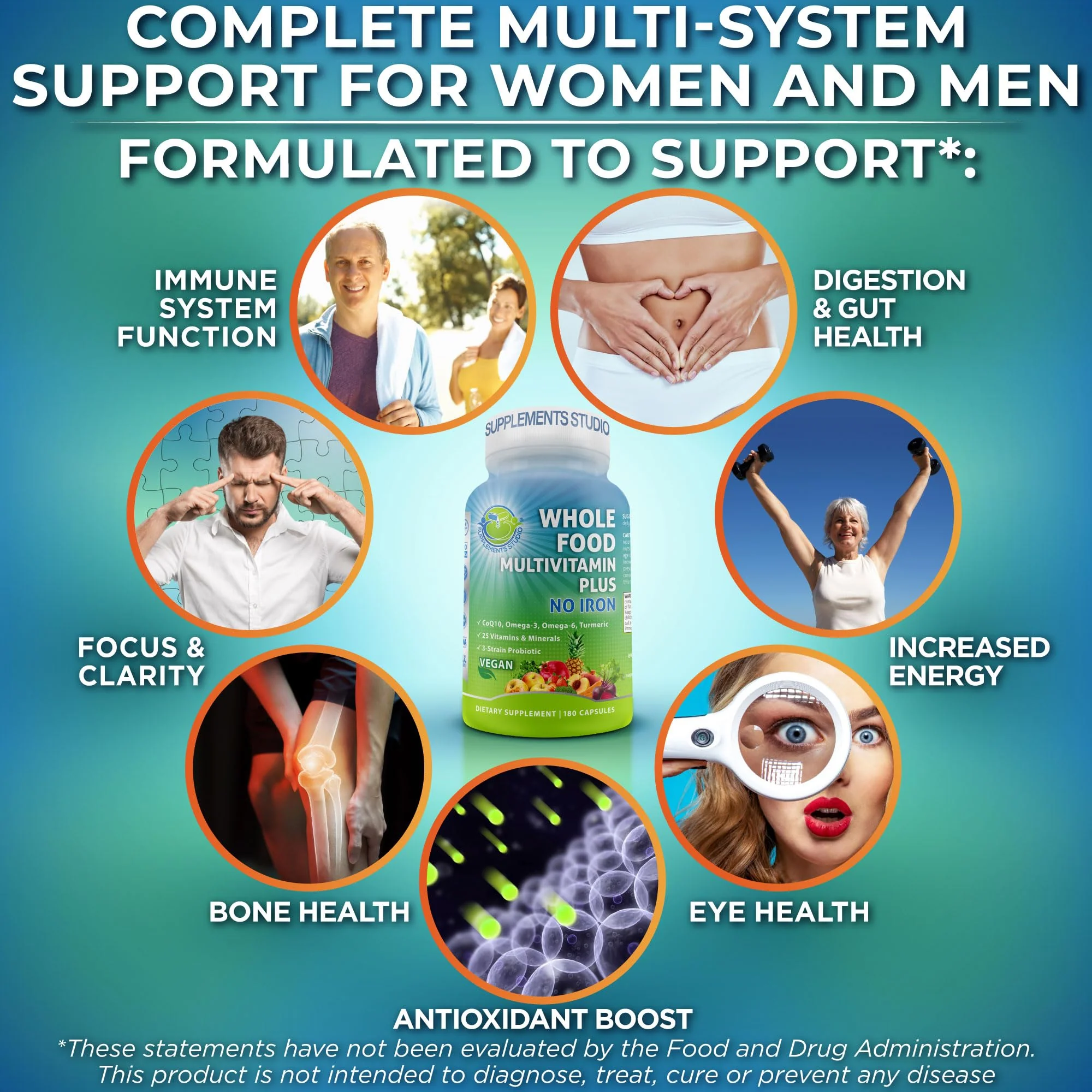 SUPPLEMENTS STUDIO Vegan Methylated Multivitamin for Men & Women – Whole Food, Iron-Free, Non-GMO (180 Count) - Image 10