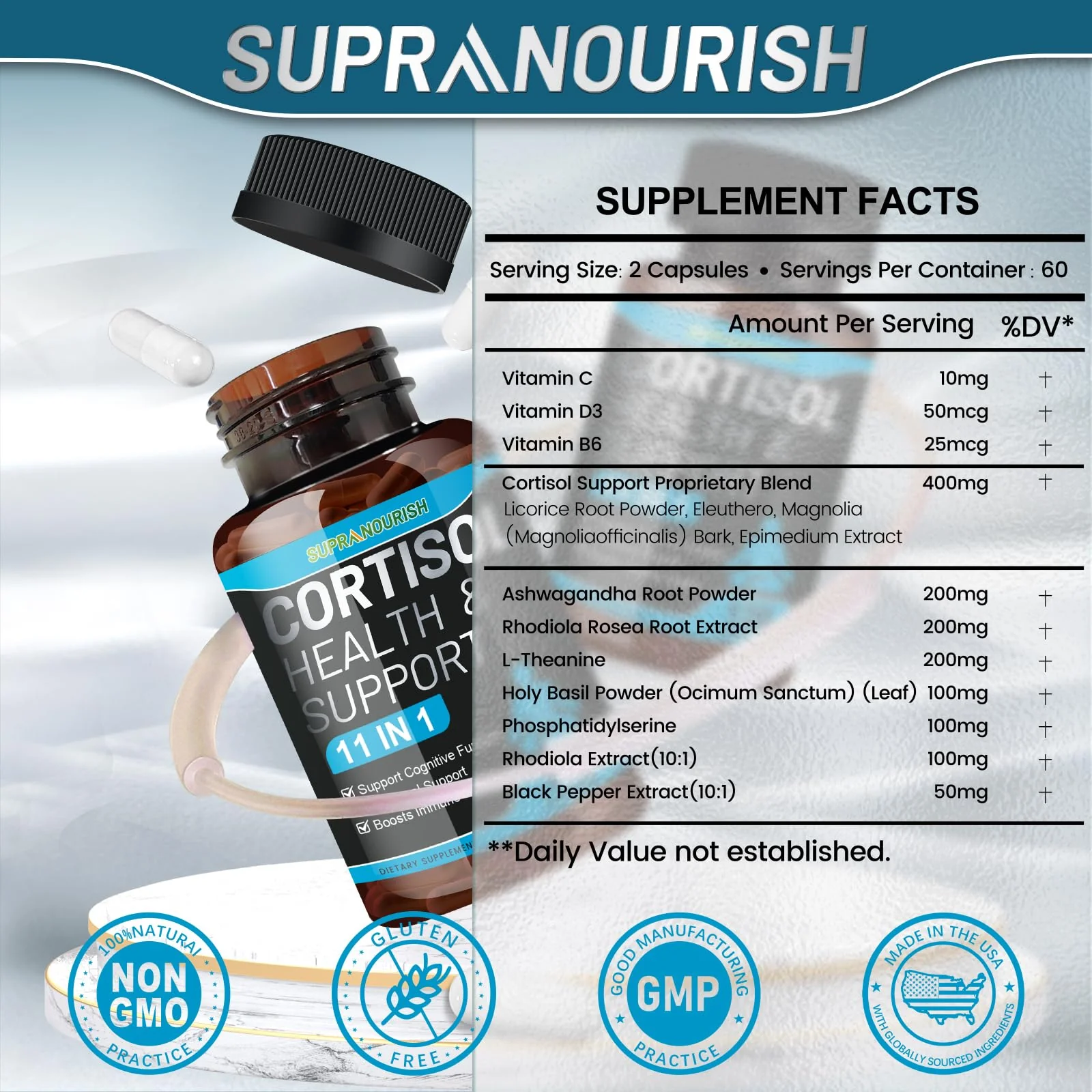 SUPRANOURISH Cortisol Manager – 11-in-1 Cortisol Support, 240 Capsules - Image 3