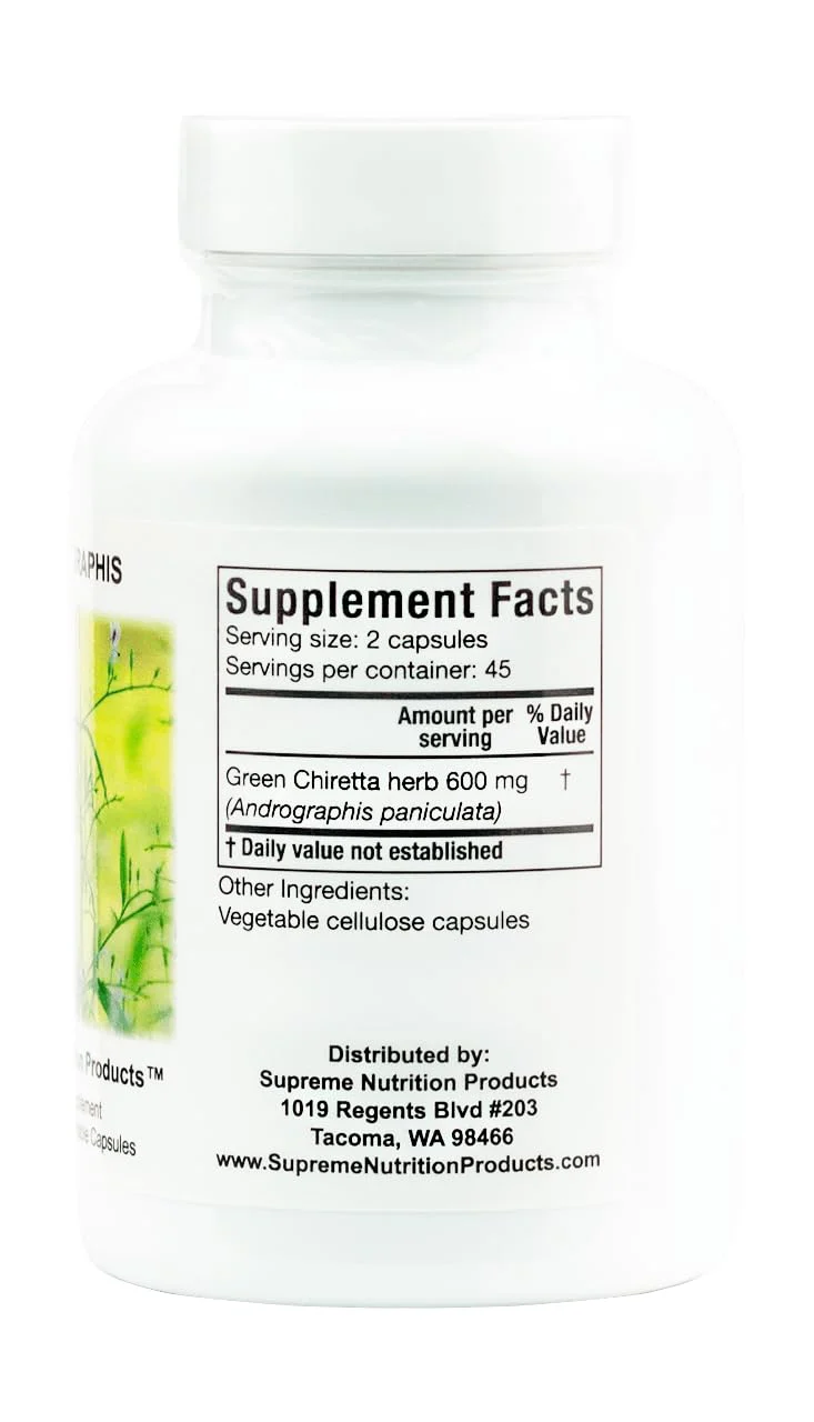 Supreme Nutrition Andrographis - 90 Green Chiretta Vegetarian Capsules (Pack of 2) - Image 4