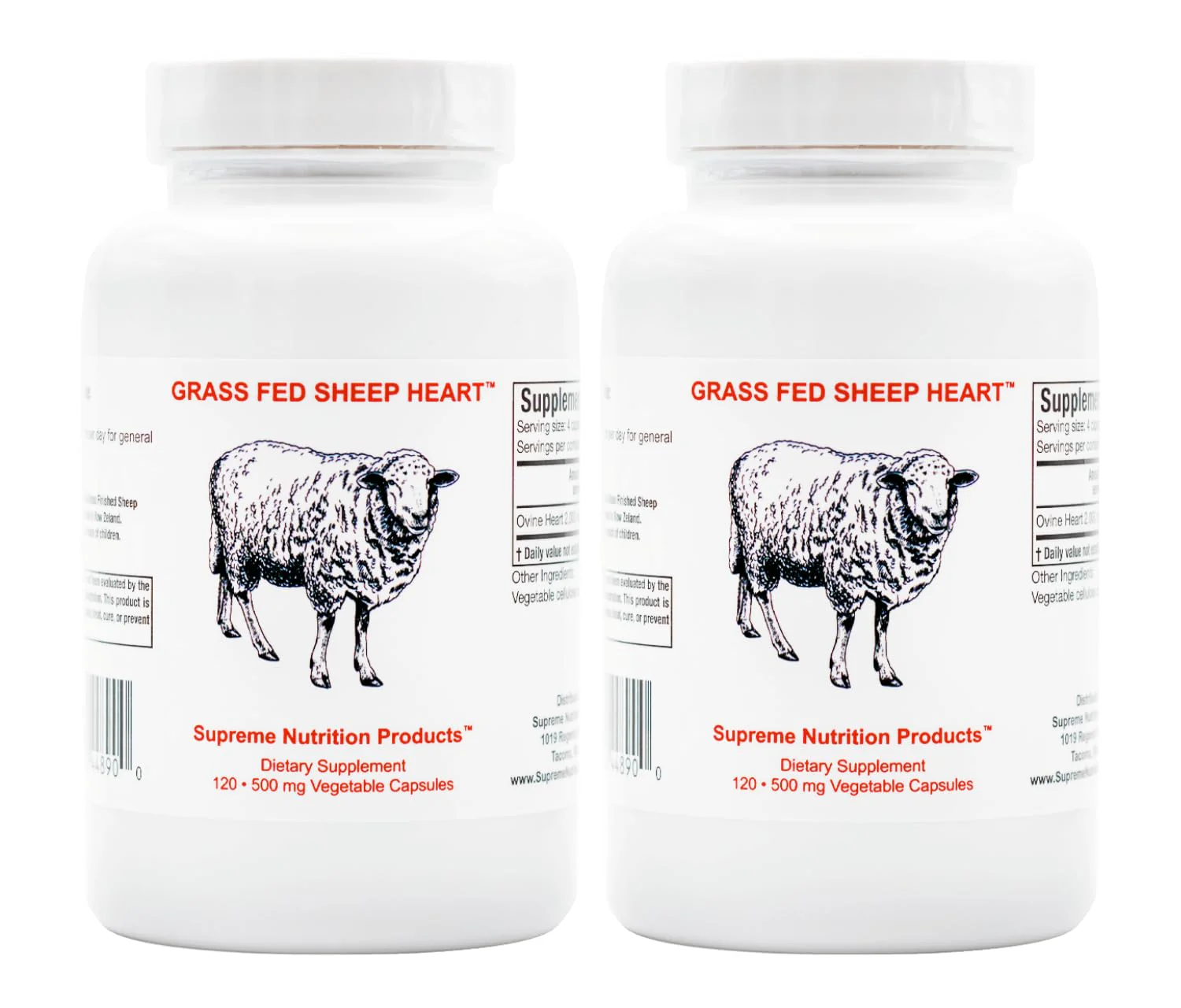 Supreme Nutrition Grass-Fed Sheep Heart Capsules – 120 Ovine Heart (Pack of 2)
