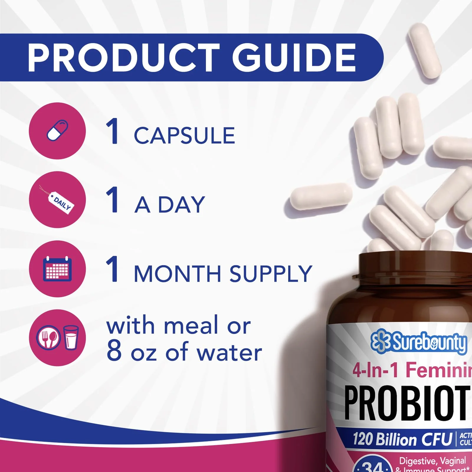 Surebounty Probiotics for Women - 120B CFU, 34 Strains, 4-in-1 Probiotic, 60ct (Pack of 2) - Image 5