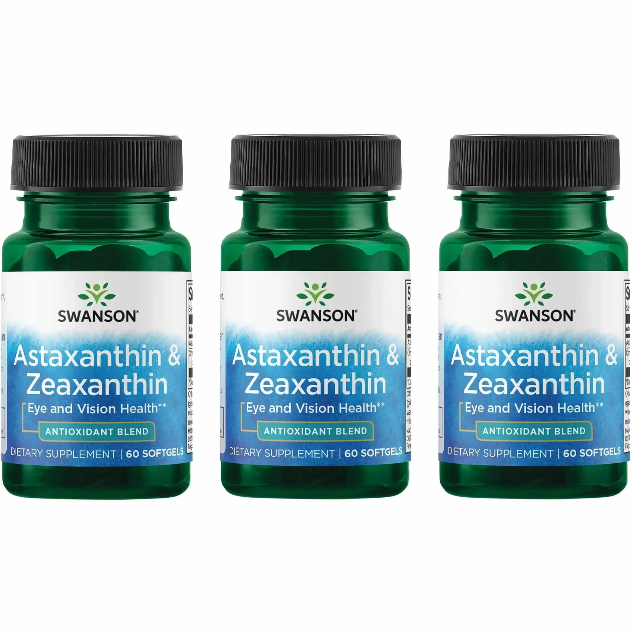 Swanson Astaxanthin & Zeaxanthin Eye Health - Vision & Skin Support (60 Softgels, 3-Pack)