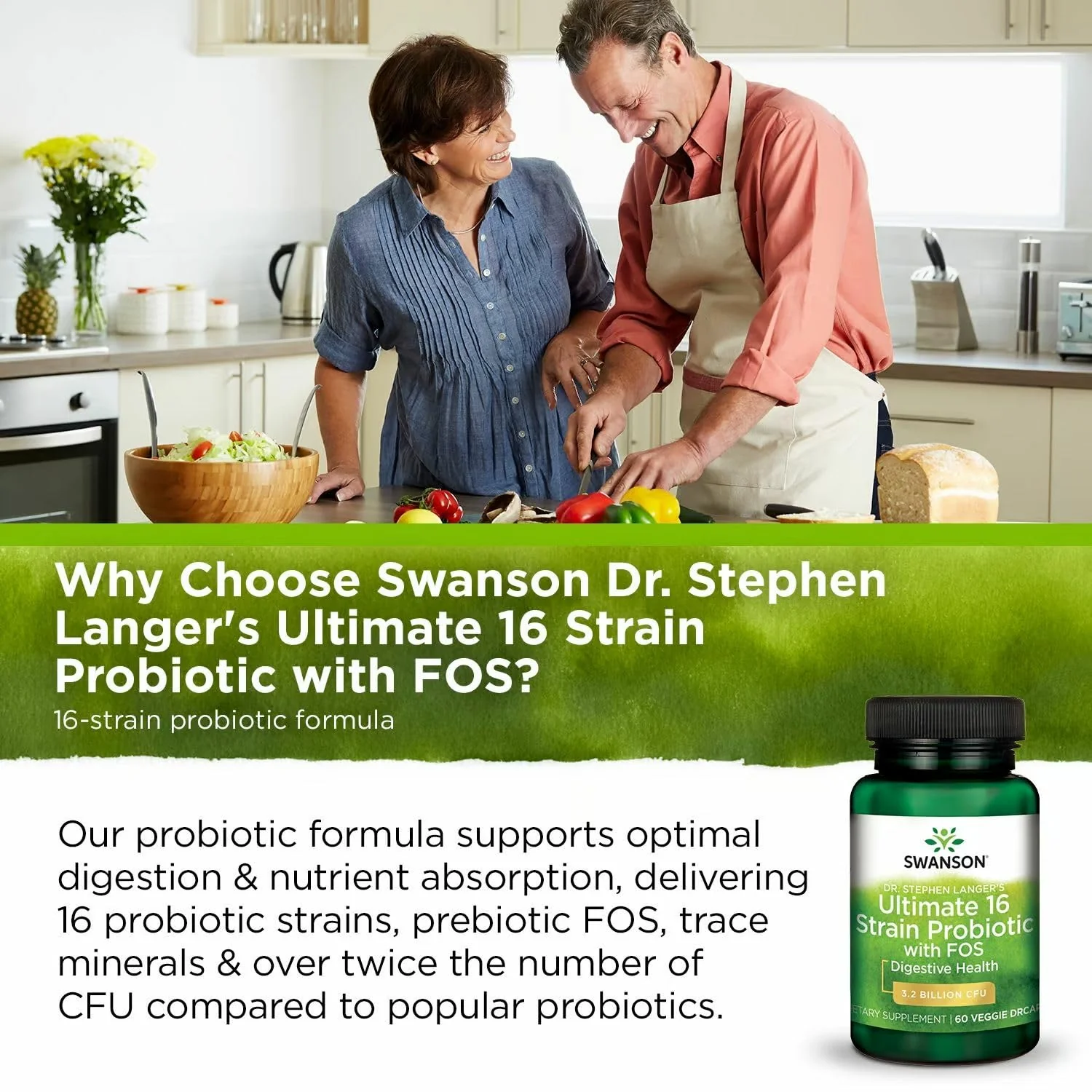 Swanson Dr. Stephen Langer's Formula — 16-Strain Probiotic with Prebiotic FOS, 3.2B CFU per Capsule (60 Veggie Caps) • 4 Pack - Image 13