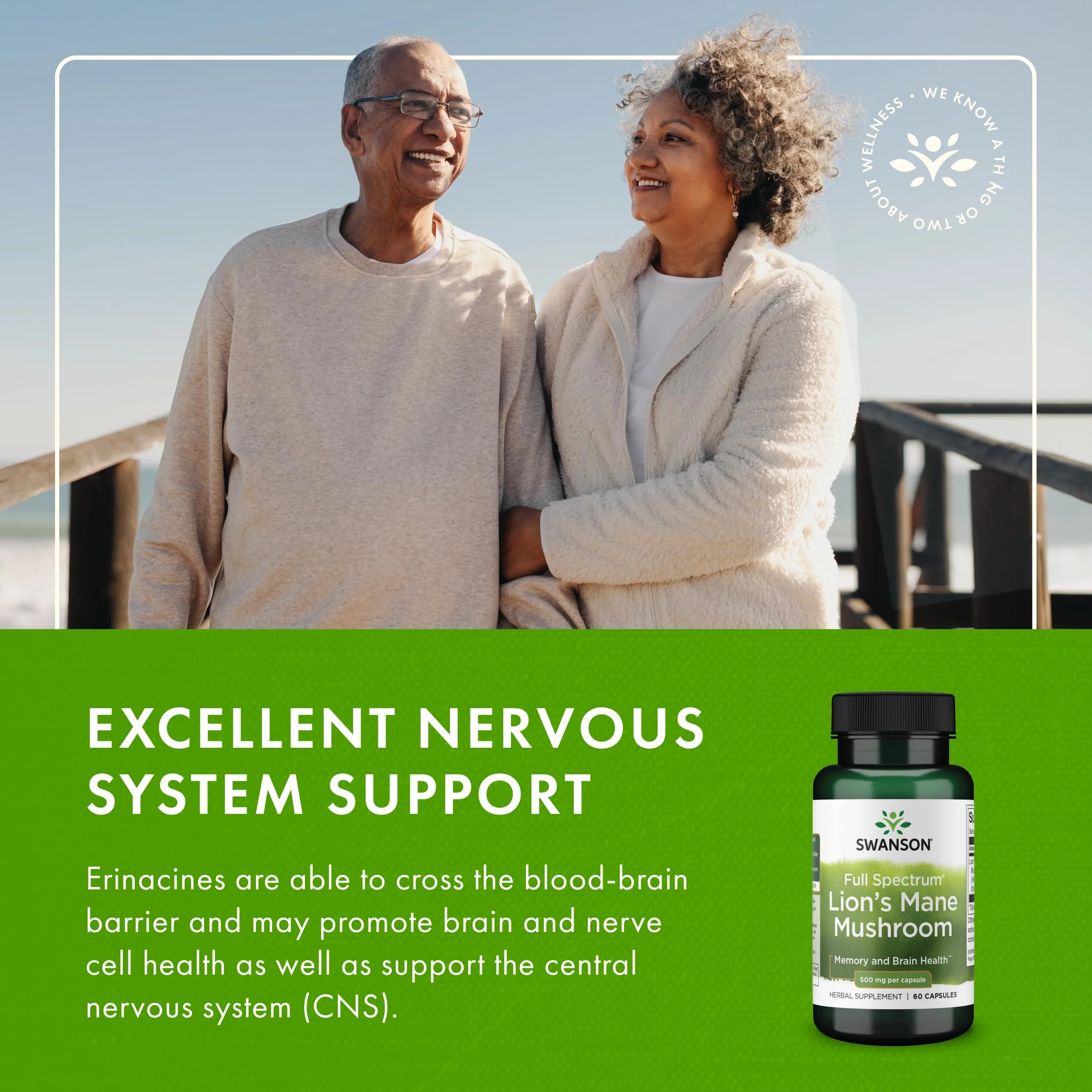 Swanson Full Spectrum Lion's Mane – Brain Health, Memory & Focus (60 Capsules, 2 Pack) Gluten-Free & Non-GMO - Image 6