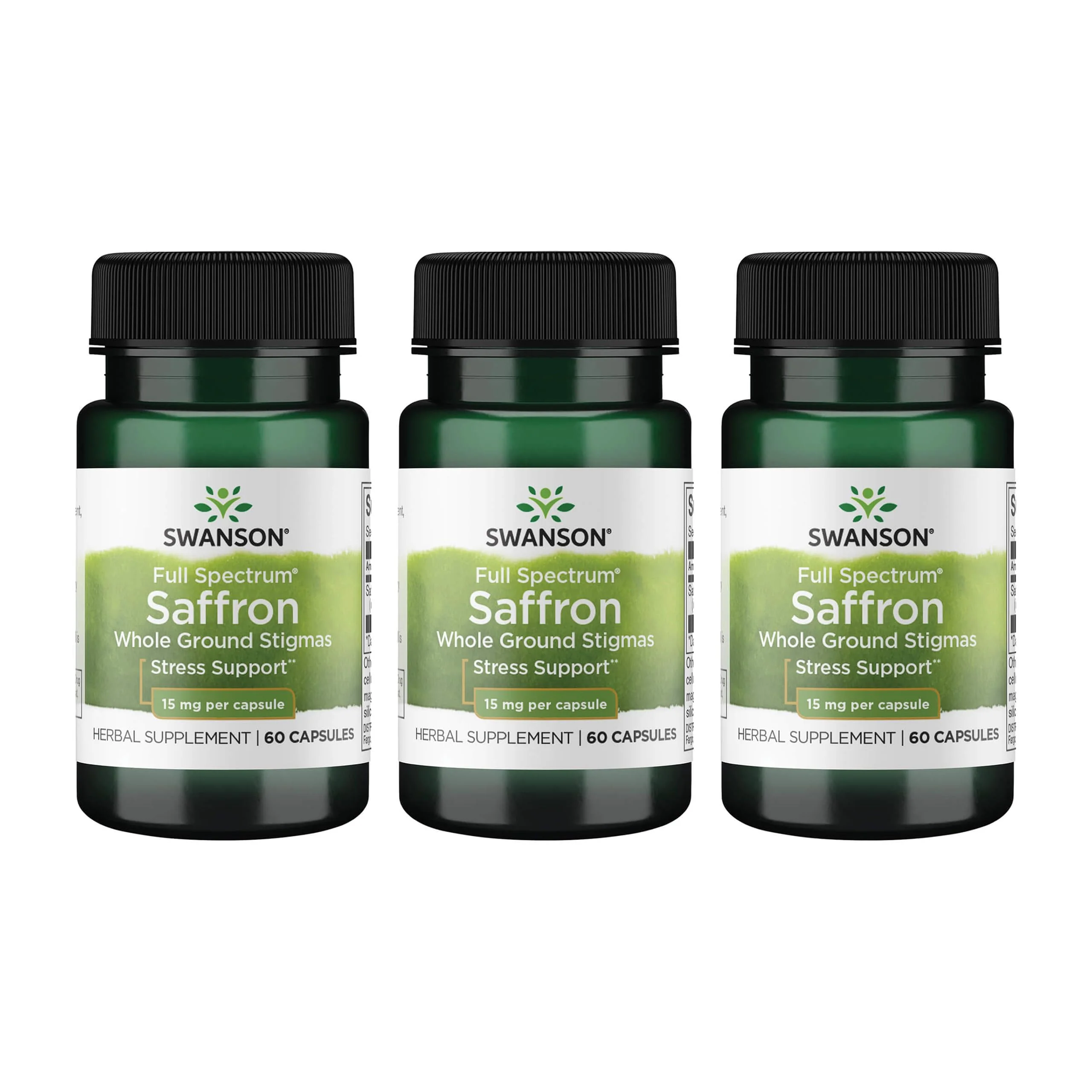 Swanson Full Spectrum Saffron - Whole Ground Stigmas | 60 Veggie Capsules (15mg) - 3 Pack