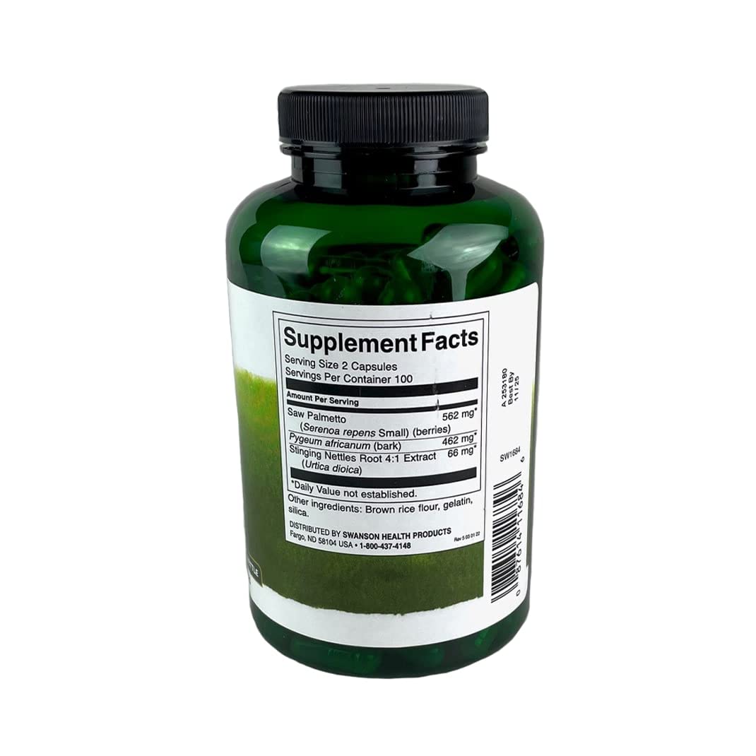 Swanson Herbal Prostate Complex - Men's Supplement - Pygeum, Saw Palmetto & Stinging Nettle - (200 Capsules) (3 Pack) - Image 3