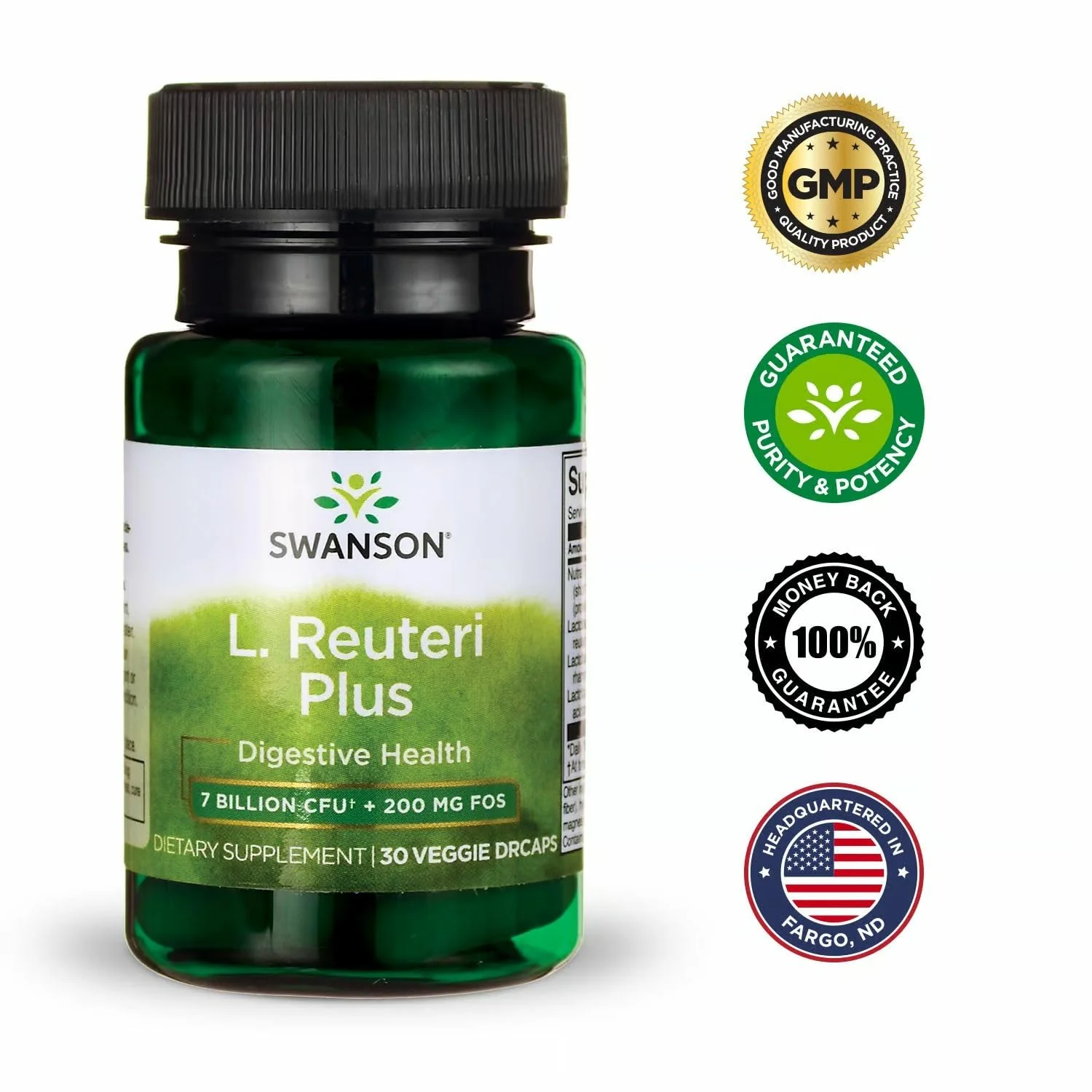 Swanson L. Reuteri Probiotic Plus 7B CFU - 30 Veggie Capsules (2 Pack) - Image 7