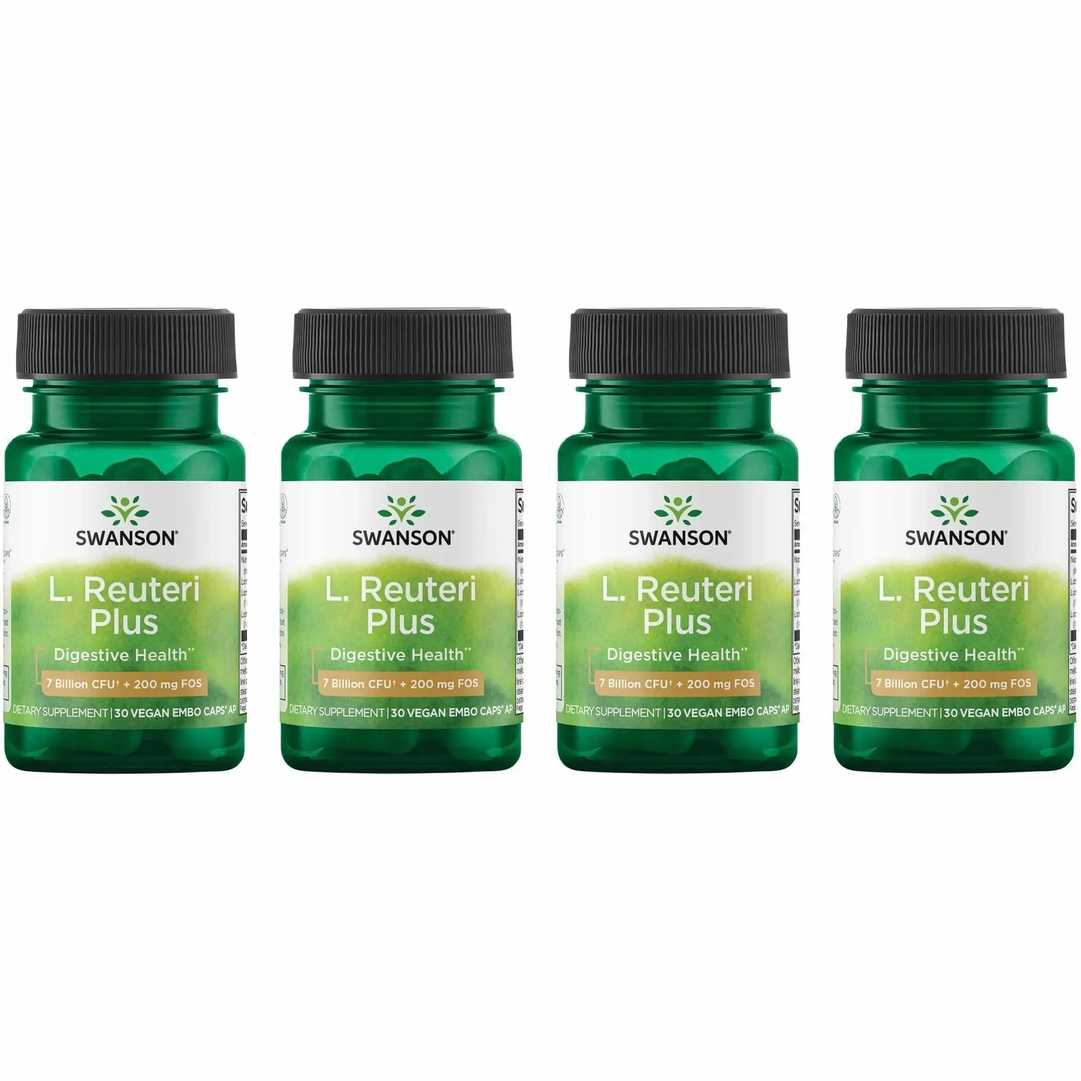 Swanson L. Reuteri Probiotic Plus with L. Rhamnosus, L. Acidophilus & FOS Prebiotic – 7B CFU per Capsule, 30 Veggie Capsules (4 Pack)