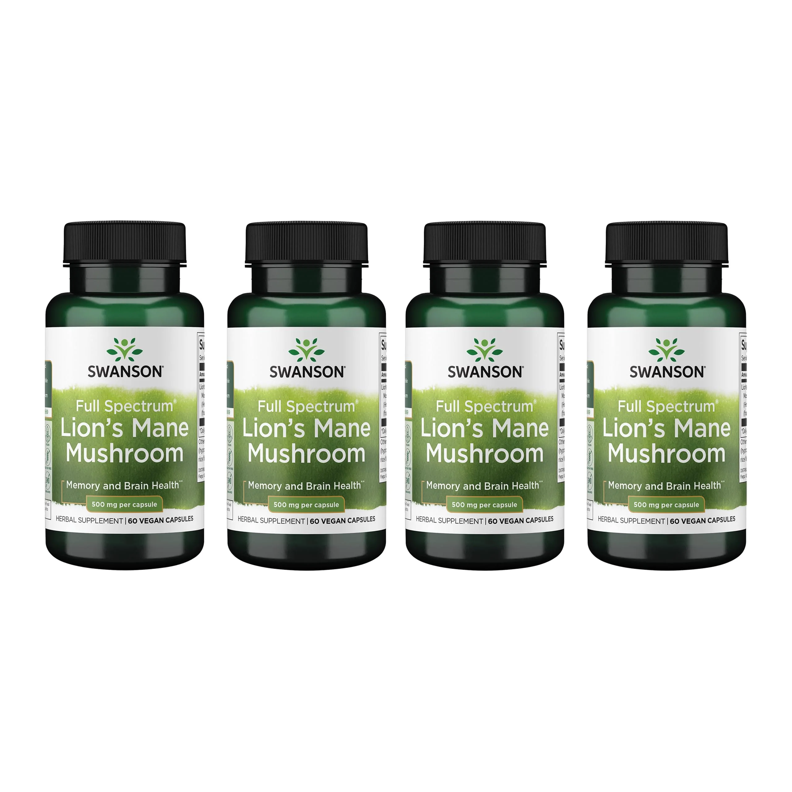 Swanson Lion's Mane Mushroom - Brain Support & Focus (4 Bottles, 60 Capsules Each) - Image 9