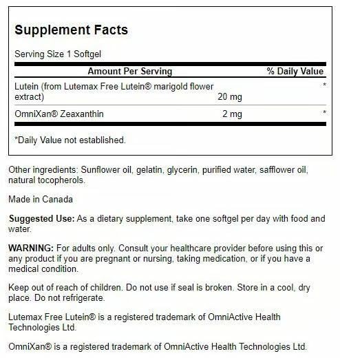 Swanson Lutein & Zeaxanthin Synergistic Eye Health – 60 Softgels (3 Pack) - Image 2