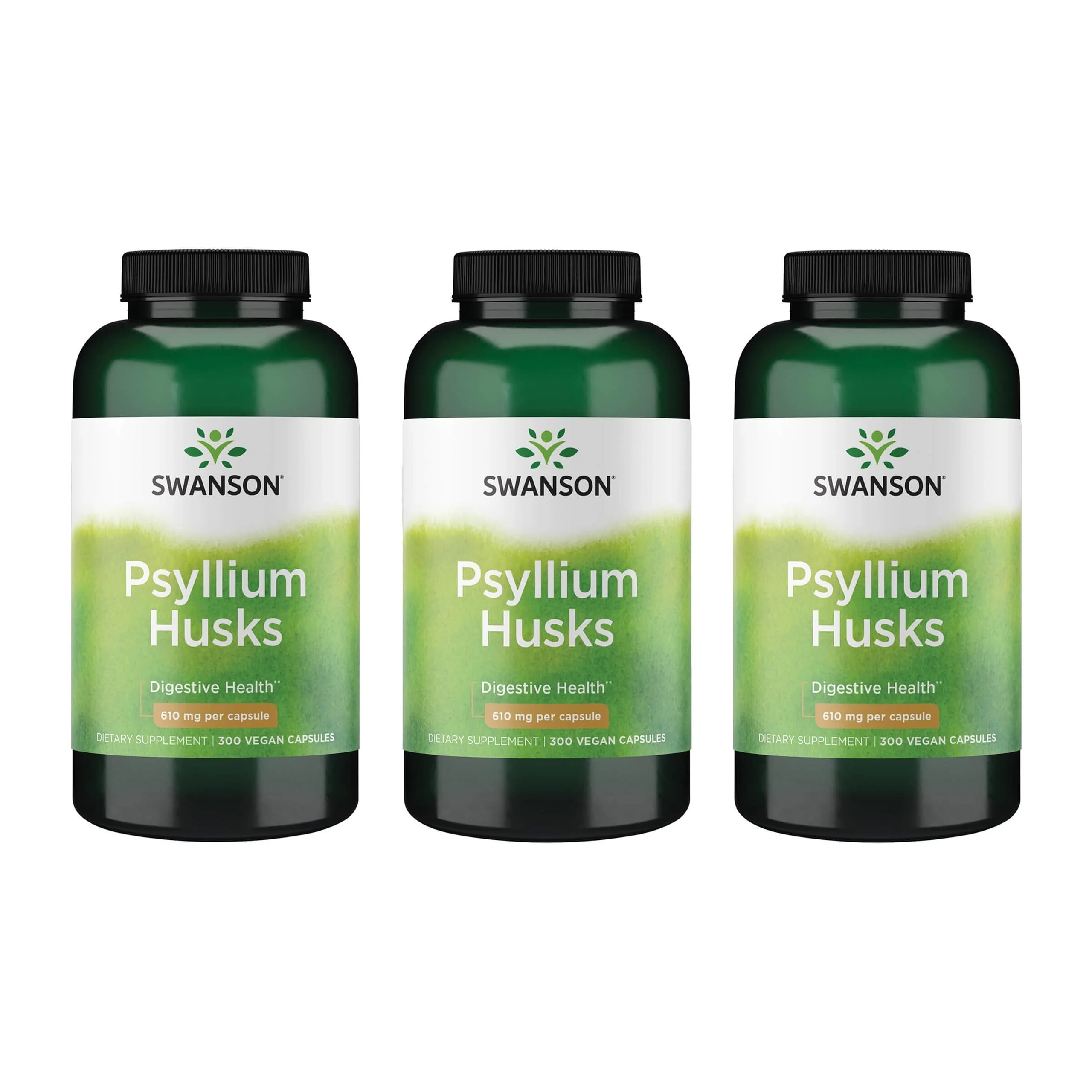 Swanson Psyllium Husk Dietary Fiber Supplement 610 mg - 300 Capsules (3-Pack) - Image 8
