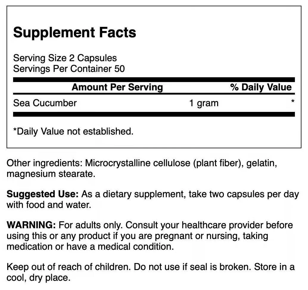 Swanson Sea Cucumber - Natural Joint Health & Mobility Support, 100 Capsules (500 mg Each) - 4 Pack - Image 2