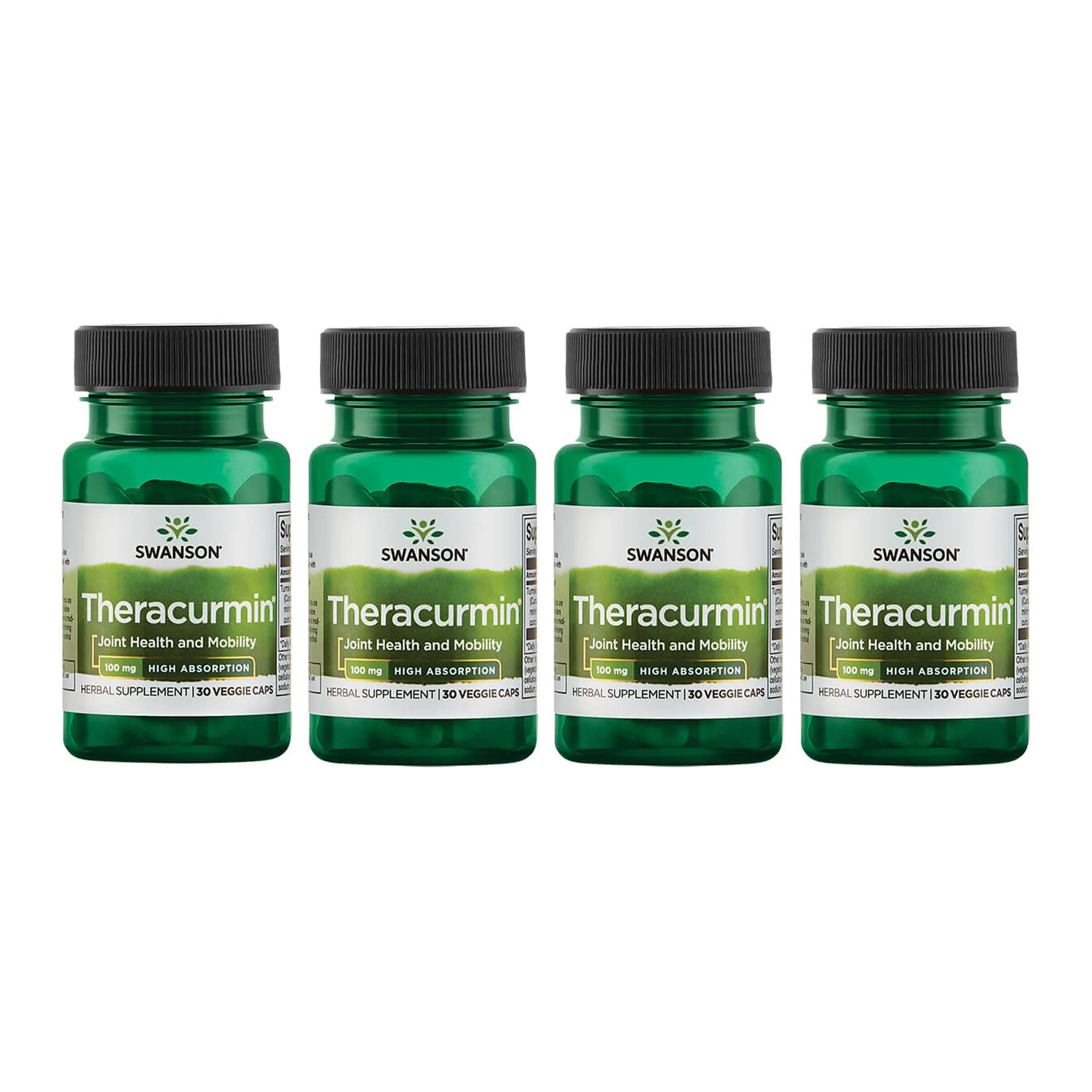 Swanson Theracurmin - Joint Health & Mobility Support, High Absorption Turmeric 100mg - 30 Capsules (4 Pack)