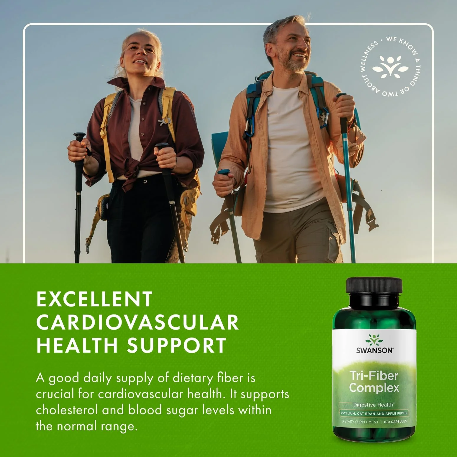 Swanson Tri-Fiber Complex - Digestive Health Fiber Supplement with Psyllium, Oat Bran & Apple Pectin (100 Capsules) - 4 Pack - Image 6