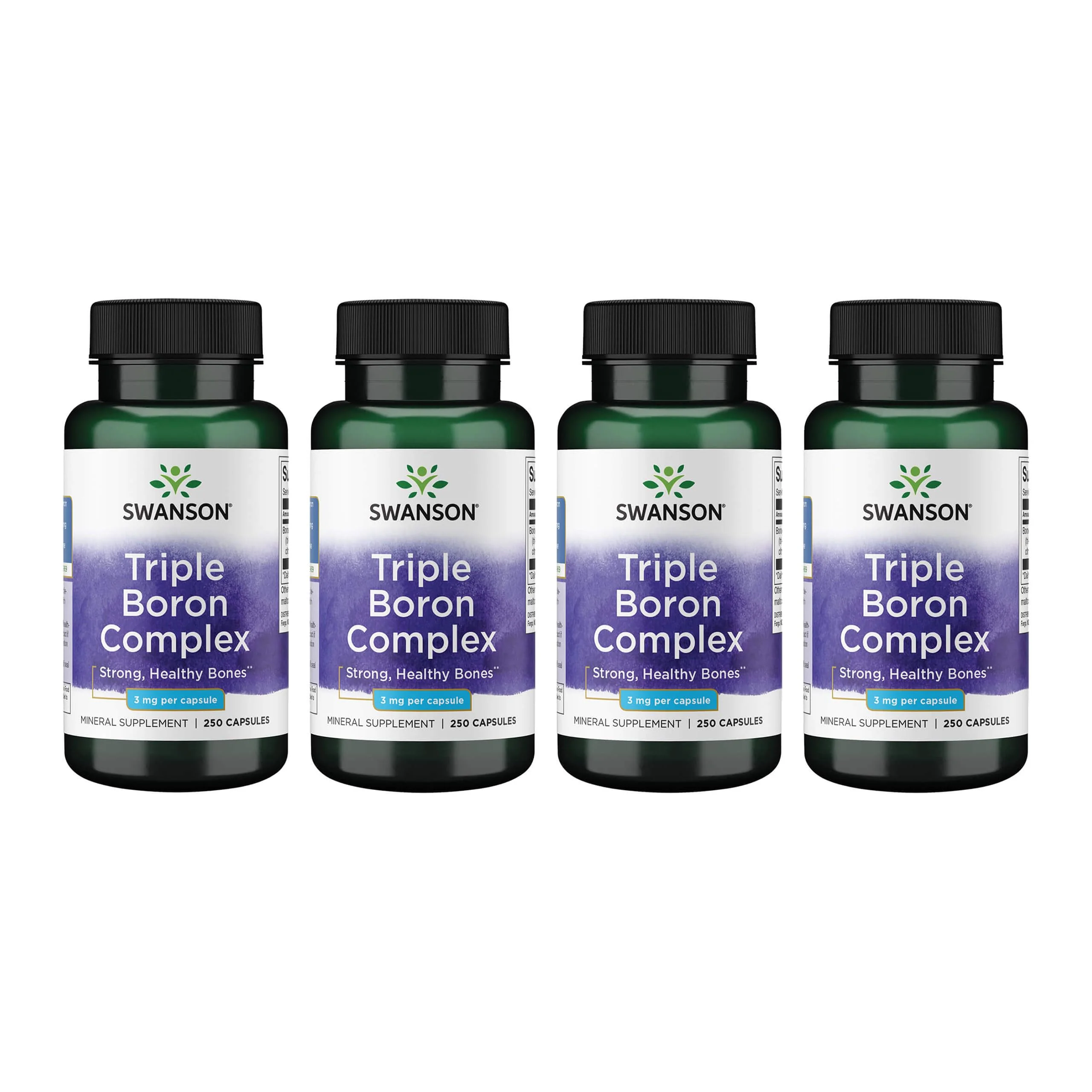 Swanson Triple Boron Complex - Natural Bone Health & Joint Support (250 Capsules) - 4 Pack