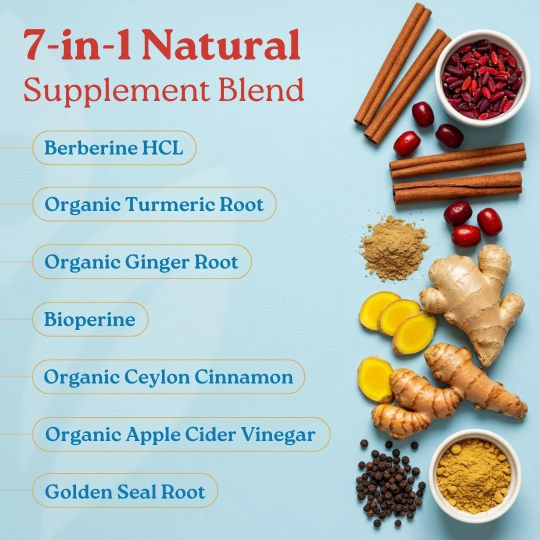 Swiss Activa+ Labs Organic 7-in-1 Berberine Supplement | 600mg Berberine HCl + Cinnamon, Turmeric, Ginger, ACV | Metabolic, Heart & Digestive Support | Vegan, Non-GMO | 30-Day Supply - Image 4