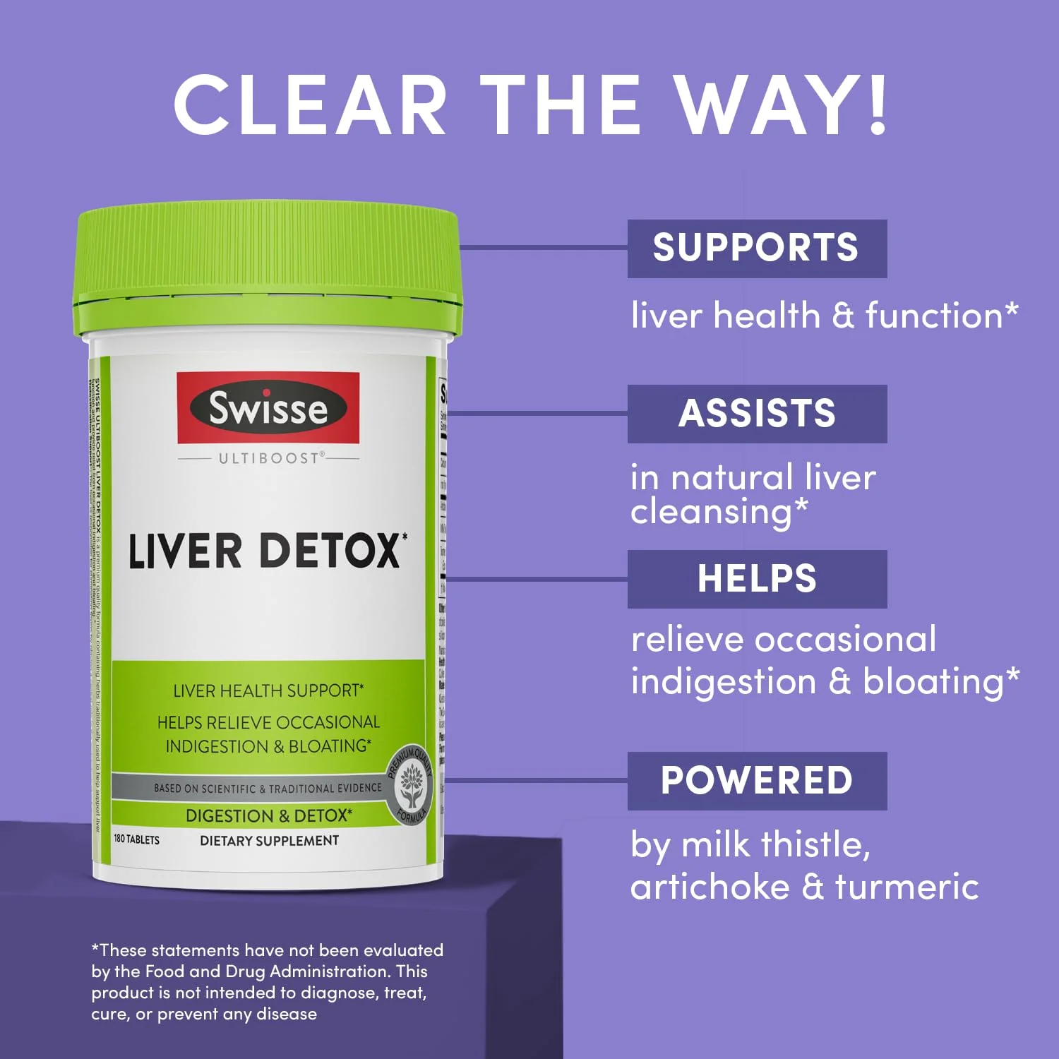 Swisse Milk Thistle Liver Cleanse & Detox | Liver Support | Turmeric & Artichoke Extract | 180 Pills - Image 2