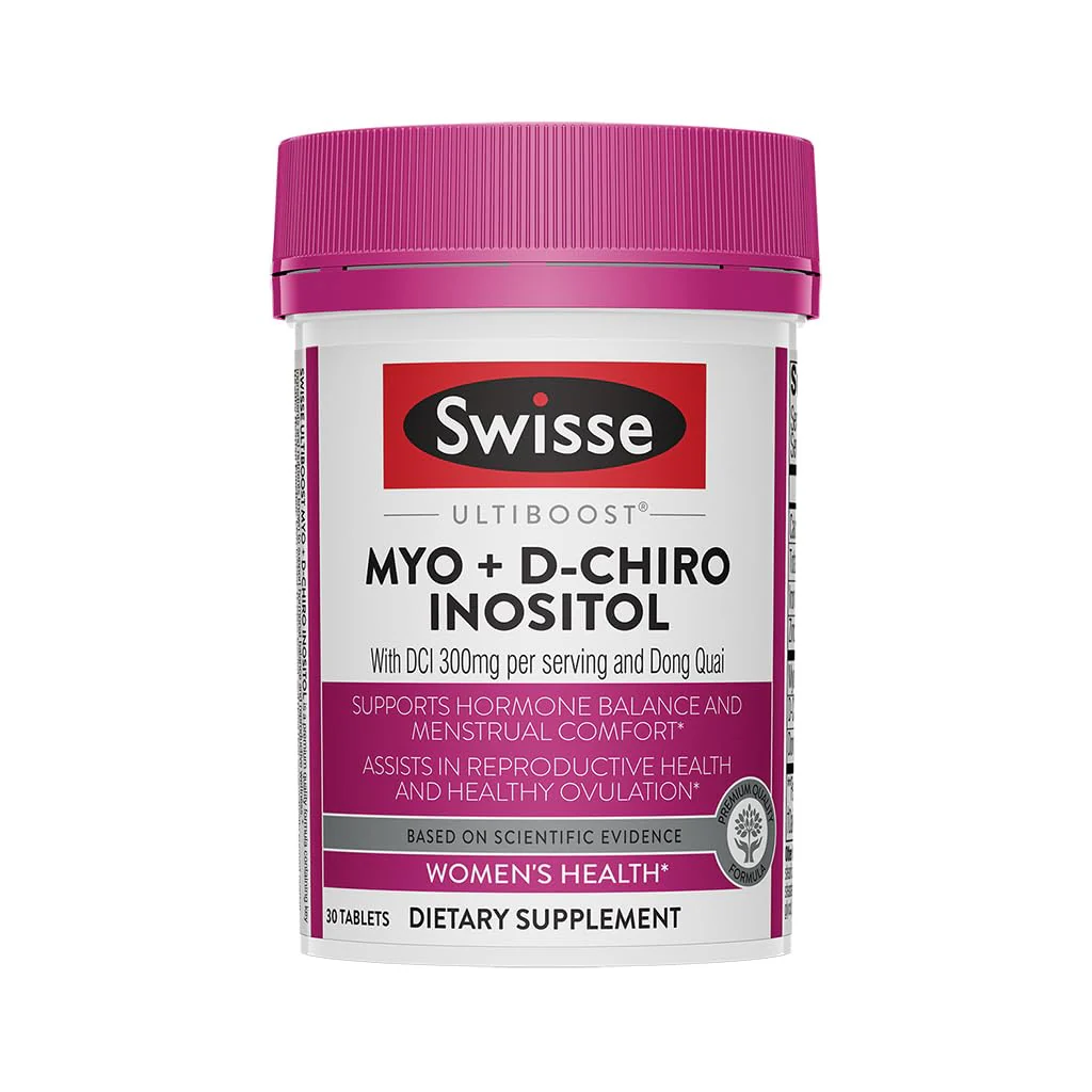 Swisse Ultiboost Myo-Inositol & D-Chiro Inositol – Hormonal Balance & Ovarian Health | 1100mg / 300mg DCI | 30 Tablets
