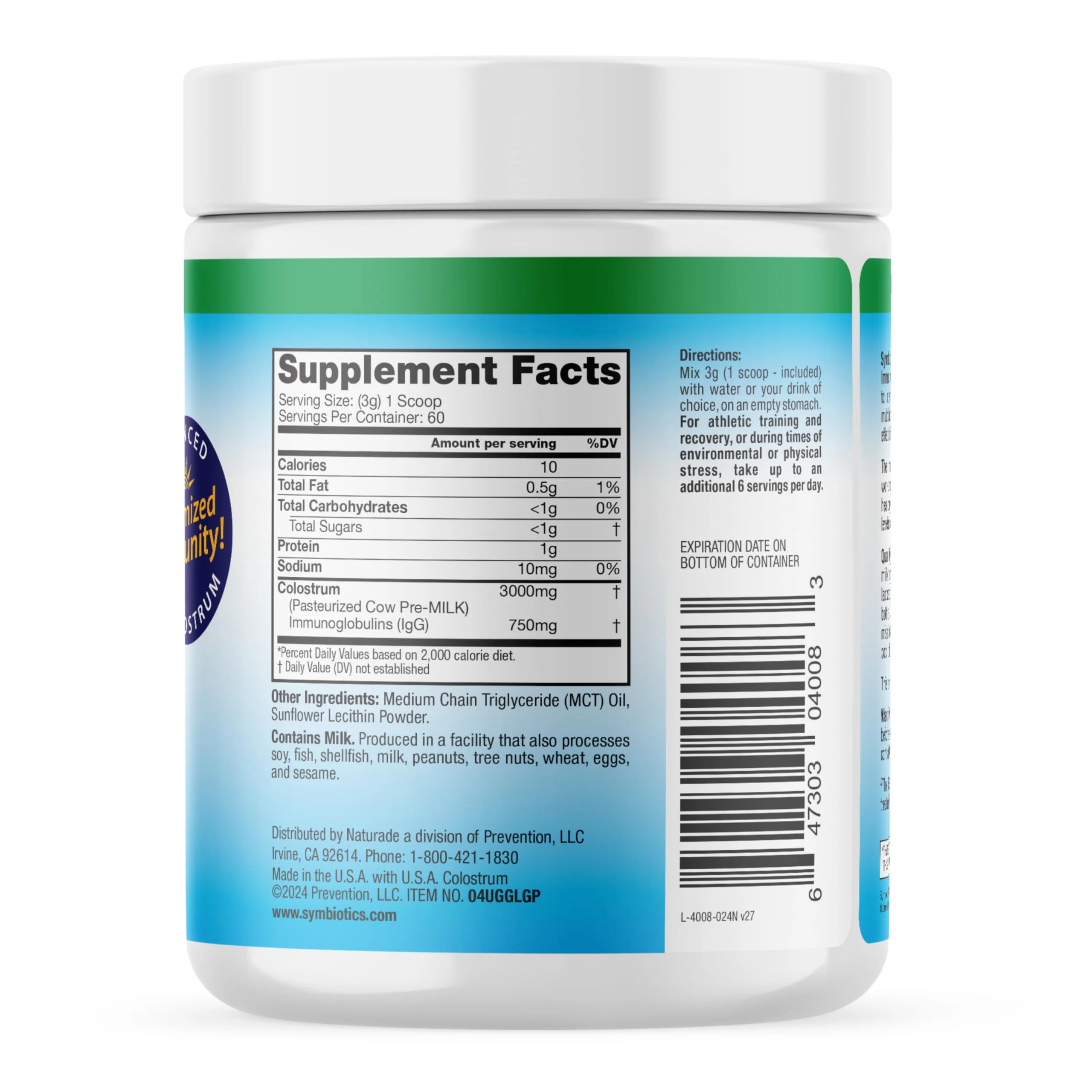 Symbiotics Colostrum Plus Powder 6.3 oz – Immune Support, 25% IgG, Gluten Free - Image 8