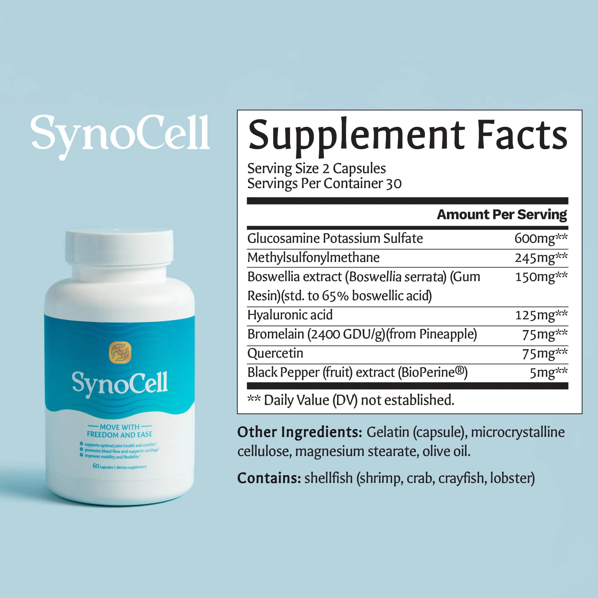 Synocell Glucosamine Chondroitin Complex 2-Pack – Joint Support with Boswellia, MSM - Image 2