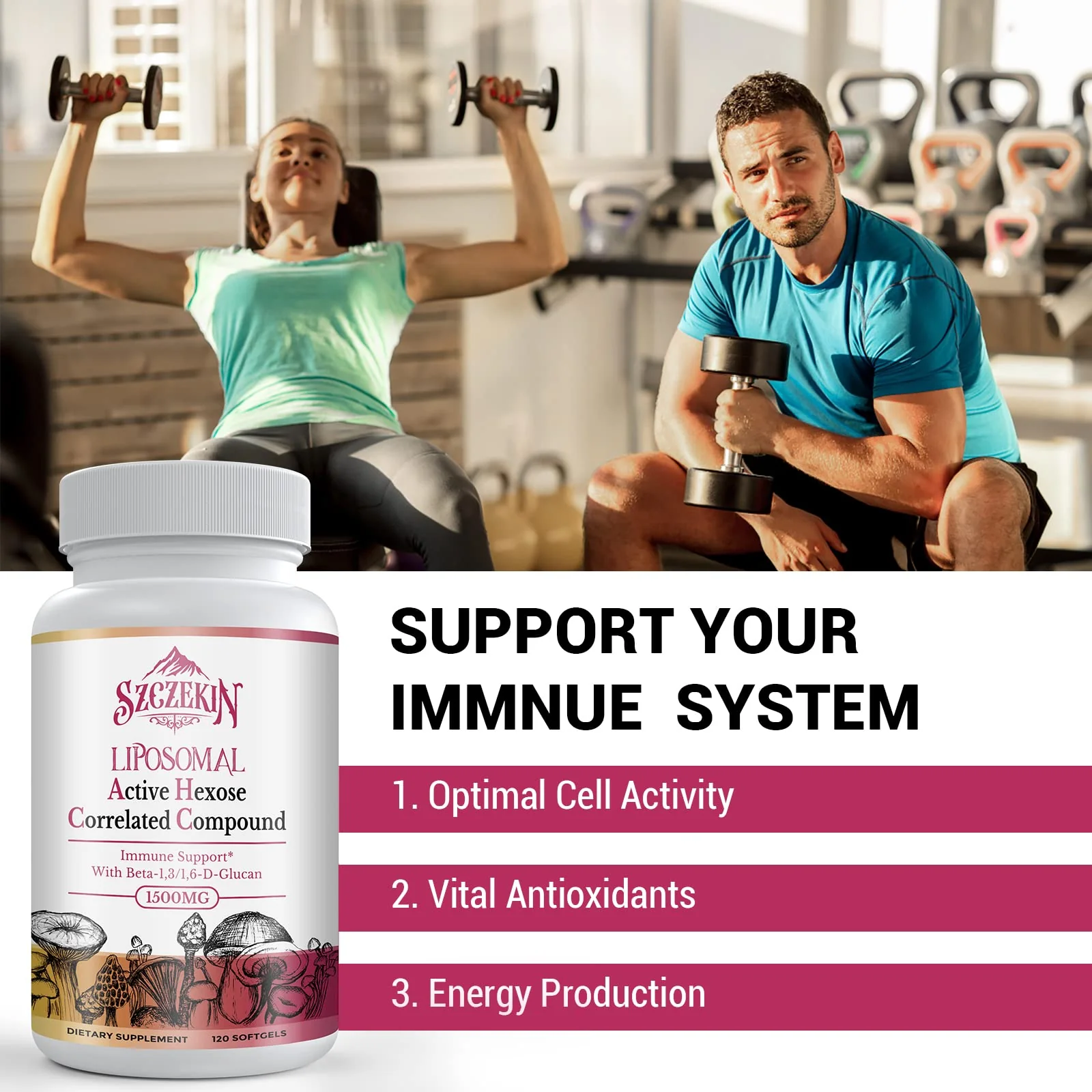 SZCZEKIN 1500mg Liposomal Active Hexose Correlated Compound — 360 Soft Gels, 8-Mushroom Blend + 300mg Beta-Glucans - Image 5