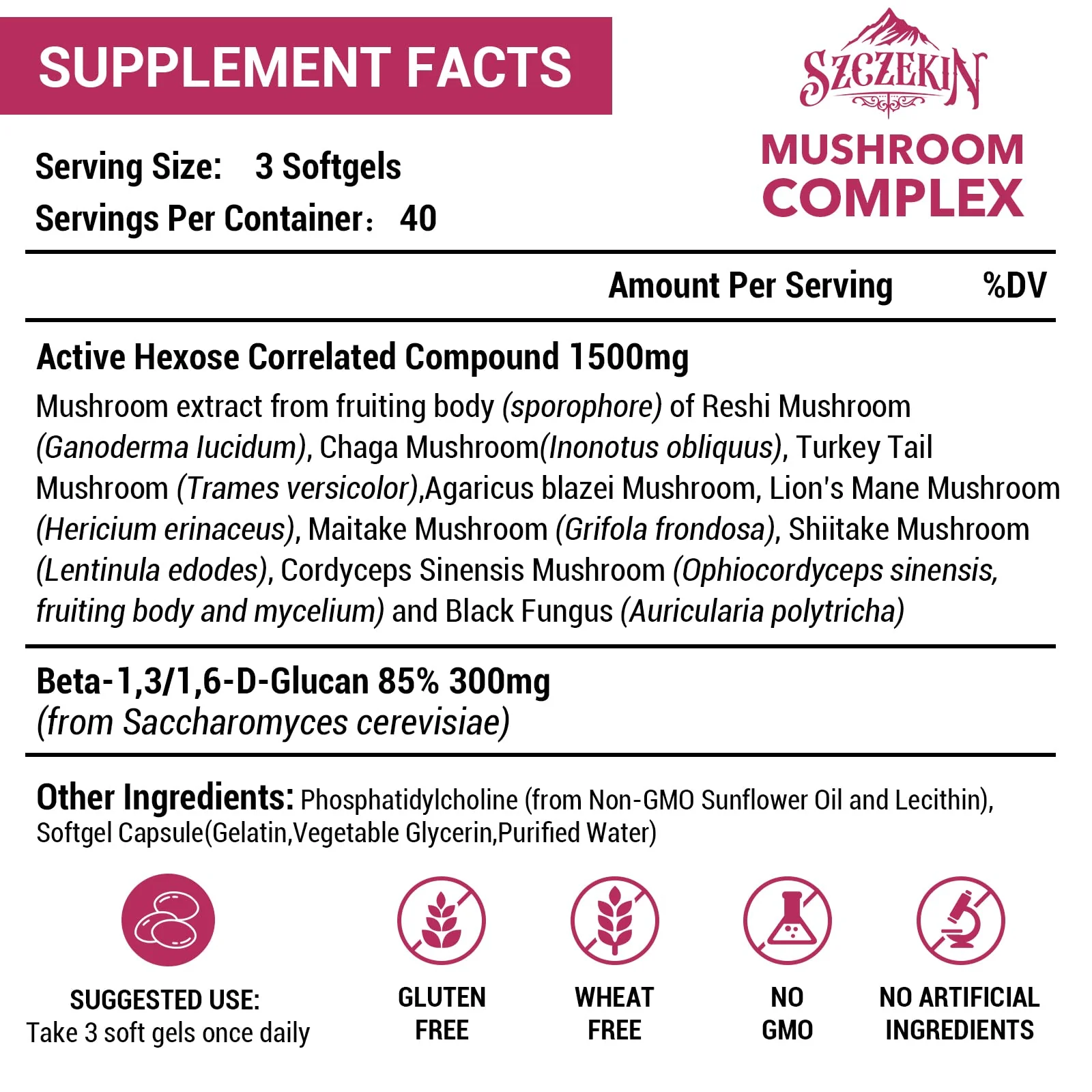 SZCZEKIN 1500mg Liposomal Active Hexose Correlated Compound — 360 Soft Gels, 8-Mushroom Blend + 300mg Beta-Glucans - Image 9