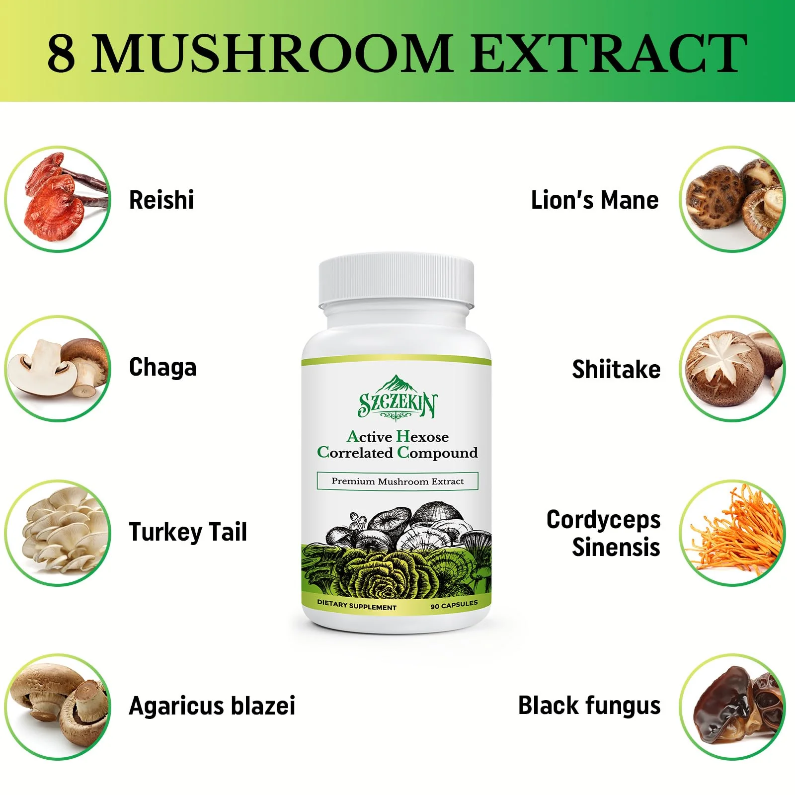 SZCZEKIN AHCC 1500 mg with 8 Mushroom Extracts – 540 Vegan Capsules - Image 14