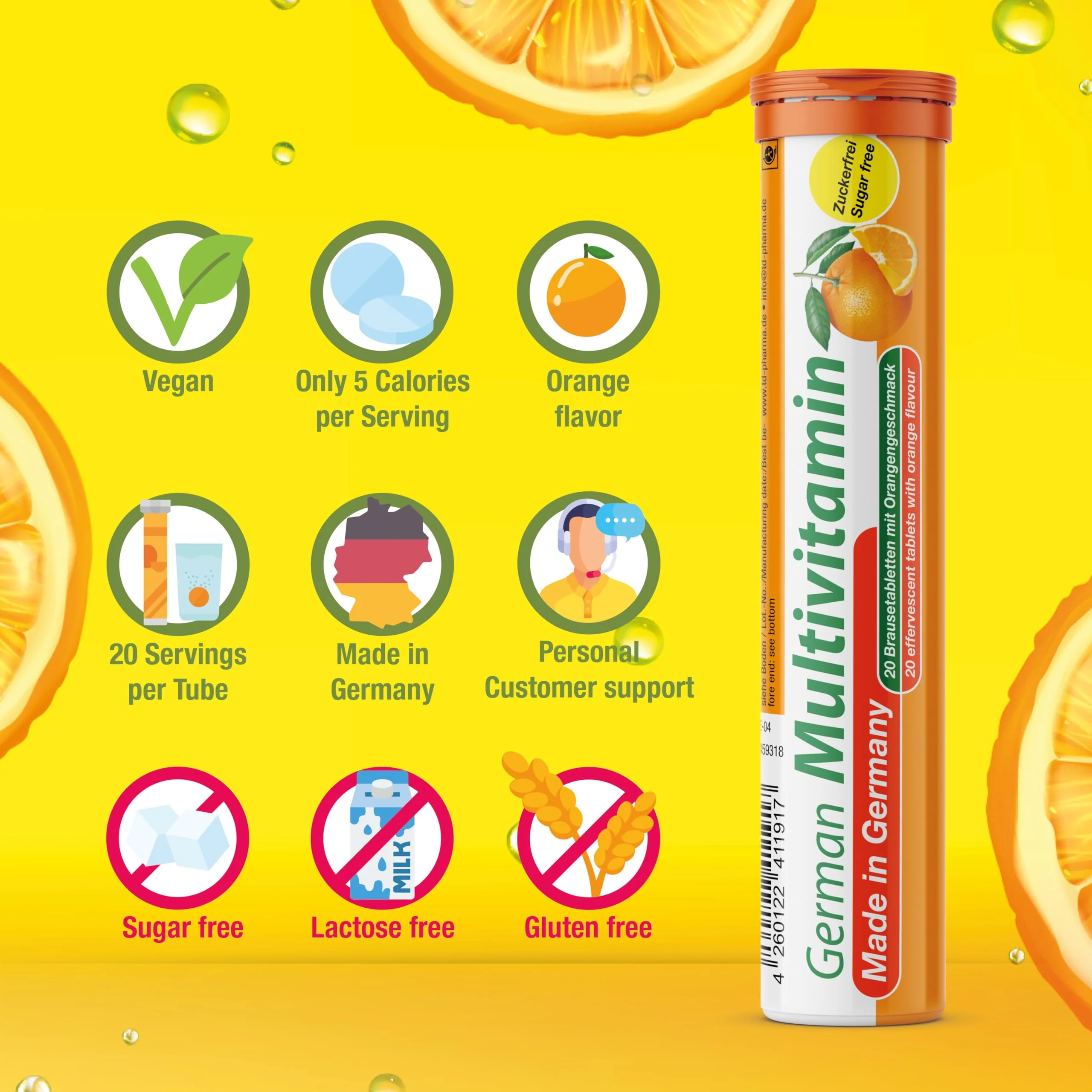 T&D German Vitamin & Minerals – 140 Vegan Drink Effervescent Tablets, Mixed Fruit Box, Made in Germany - Image 4
