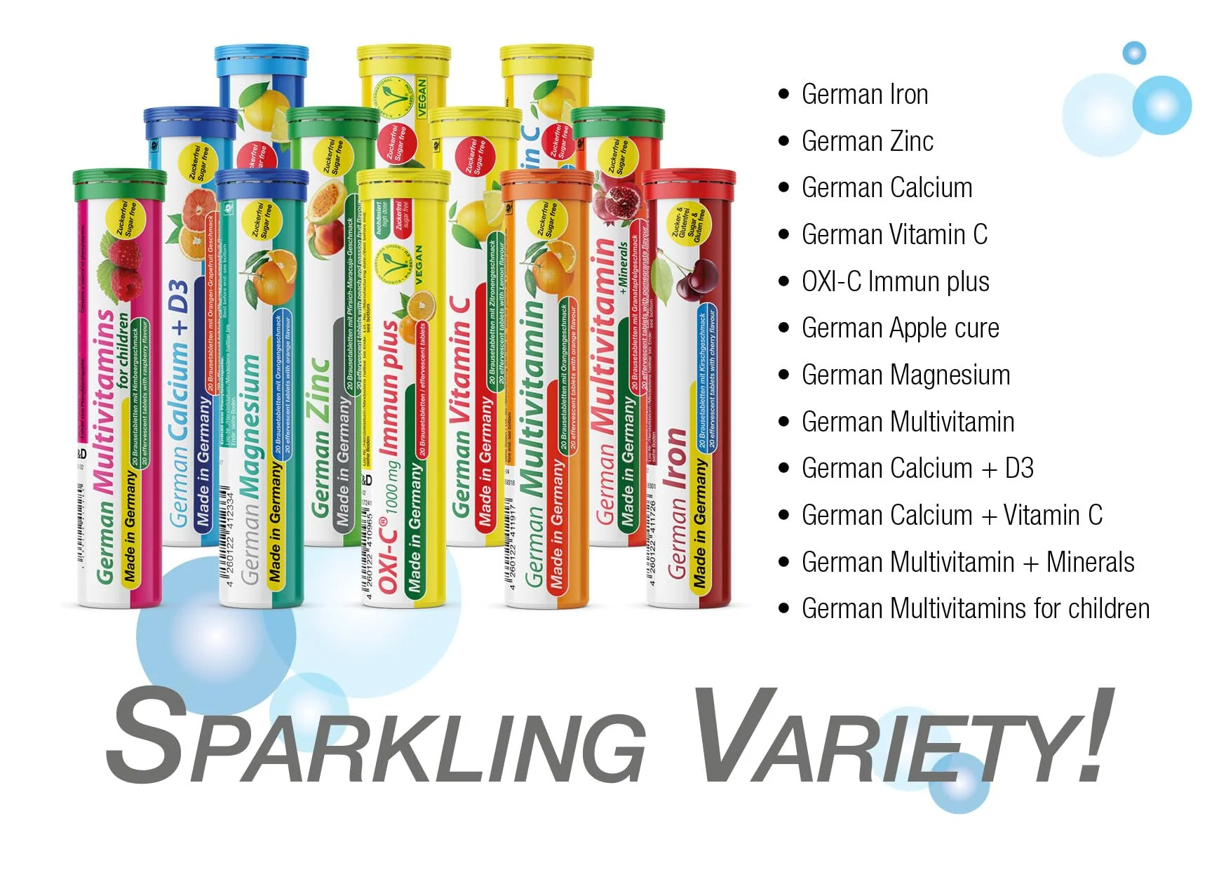 T&D German Vitamin & Minerals – 140 Vegan Drink Effervescent Tablets, Mixed Fruit Box, Made in Germany - Image 7