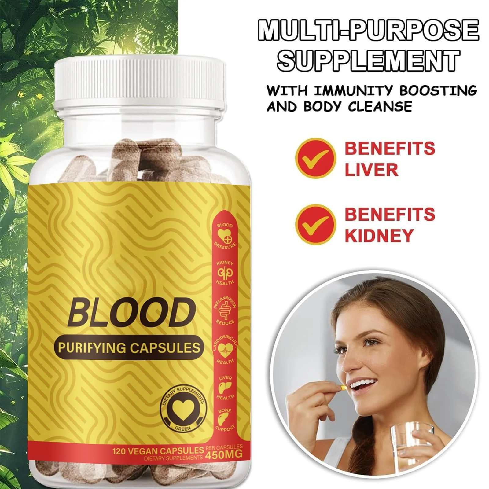TAFUTY Blood Purifying Capsules – GMO-Free, Gluten Free, Vegan 450 mg (2) - Image 3
