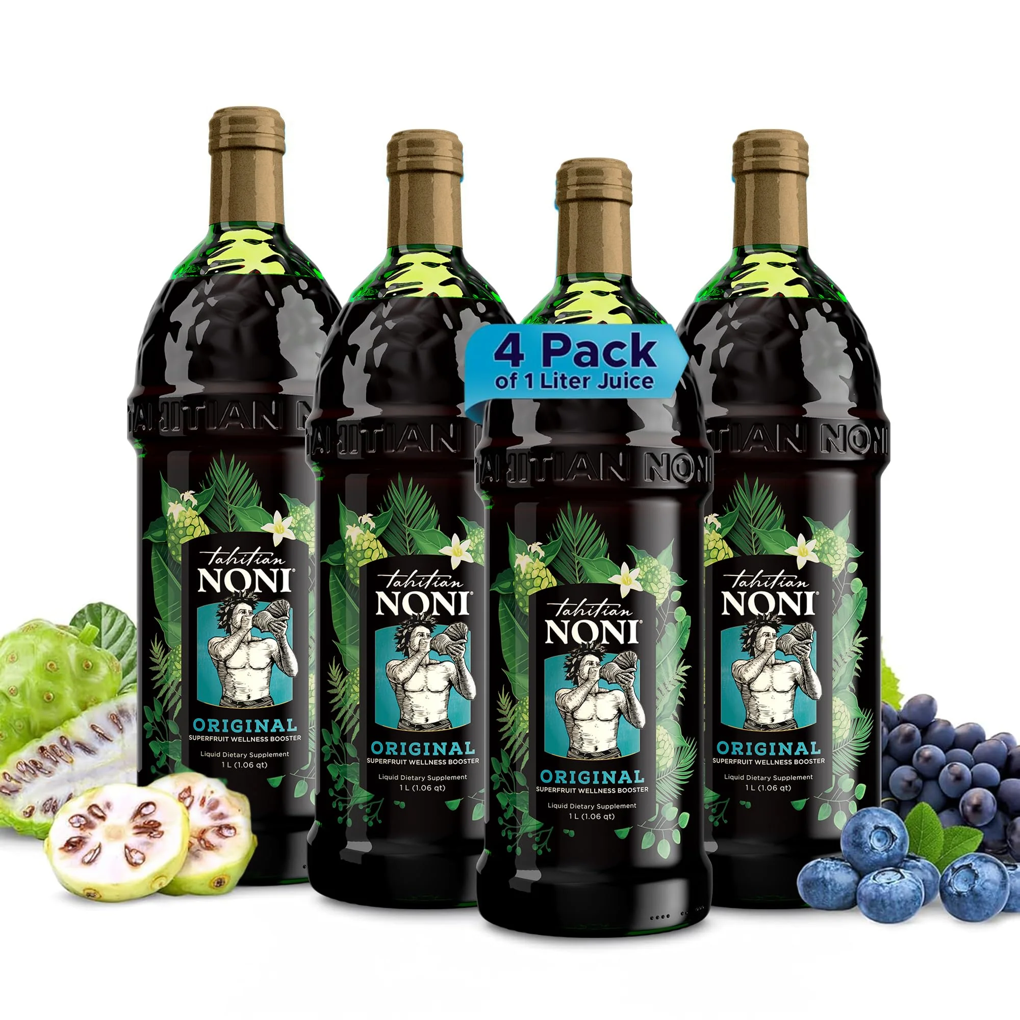 Tahitian Noni Juice by Morinda – Pure Noni with Blueberry & Grape Extracts – 4 Pack 1L - Image 9