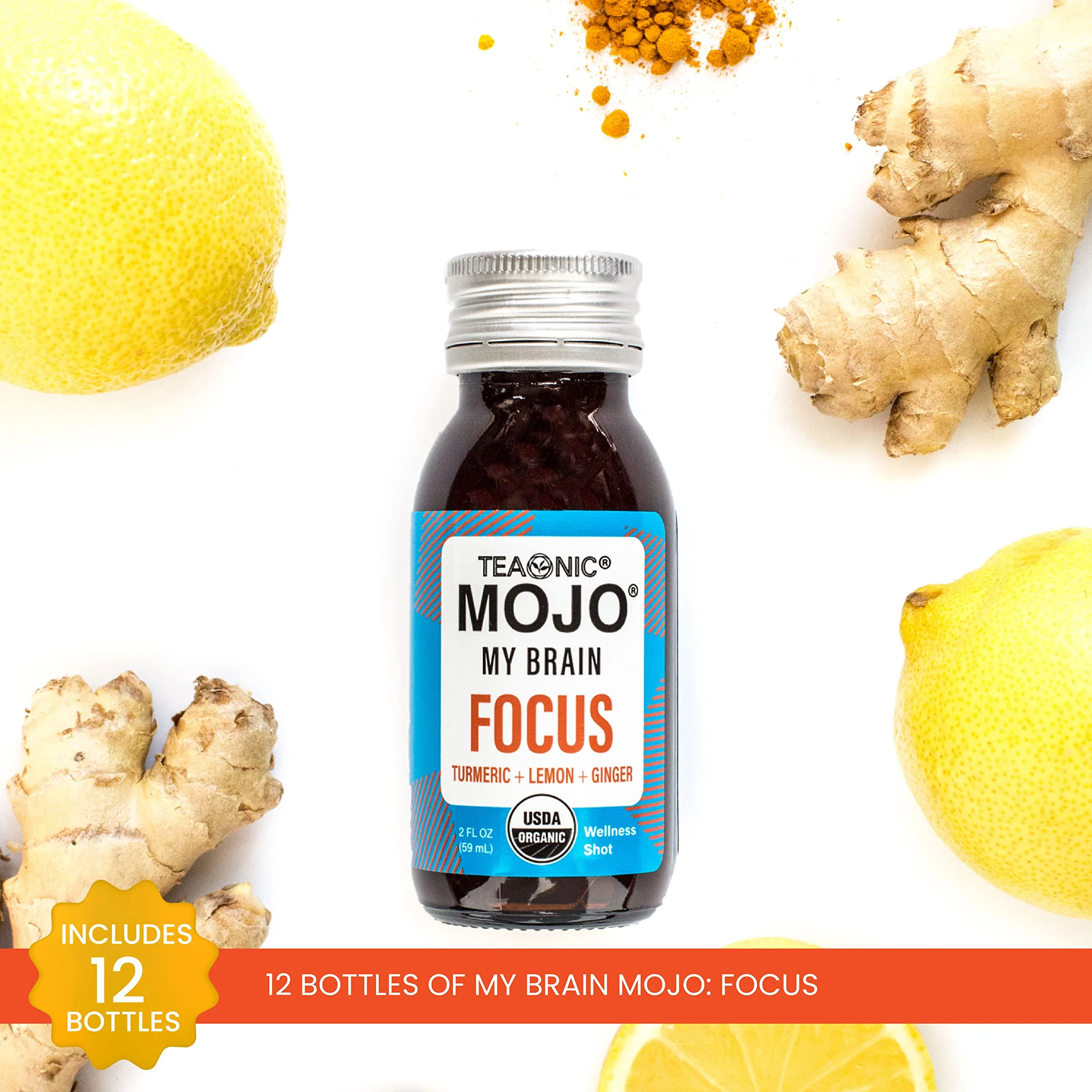 TEAONIC My Brain Mojo Focus Wellness Shots – Vegan, Gluten-Free, Non-GMO (12 x 2 fl oz) - Image 2