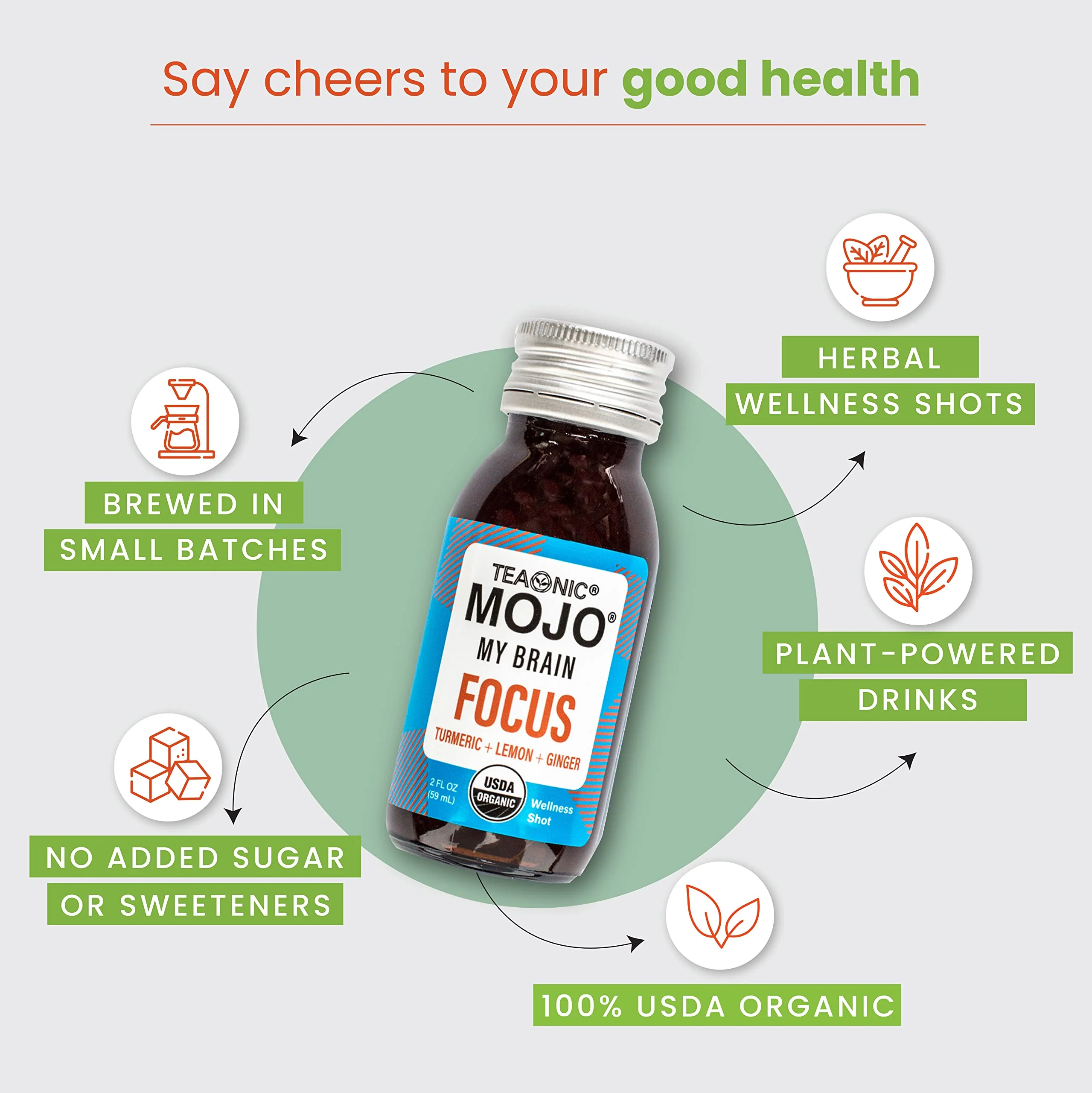 TEAONIC My Brain Mojo Focus Wellness Shots – Vegan, Gluten-Free, Non-GMO (12 x 2 fl oz) - Image 5