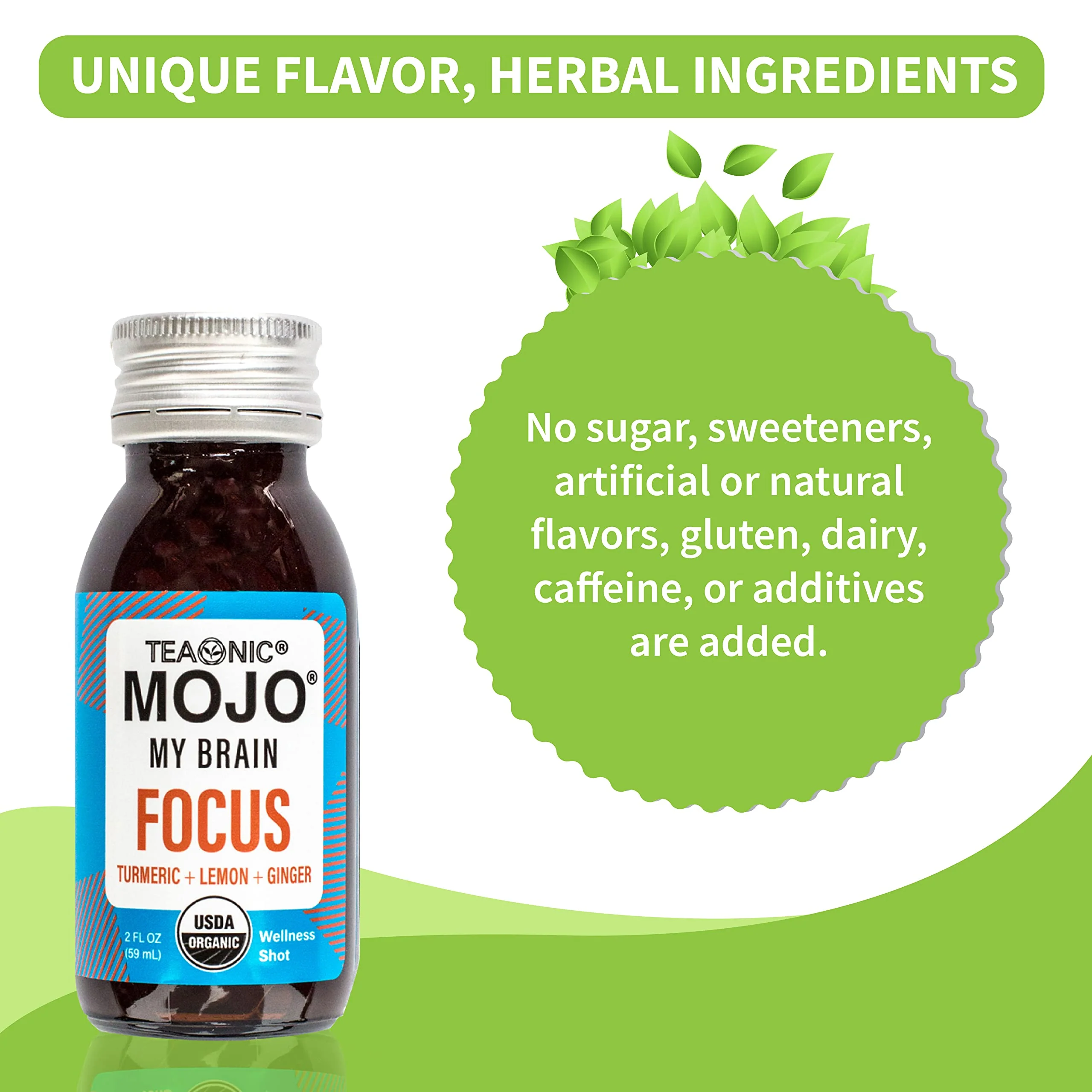 TEAONIC My Brain Mojo Focus Wellness Shots – Vegan, Gluten-Free, Non-GMO (12 x 2 fl oz) - Image 6