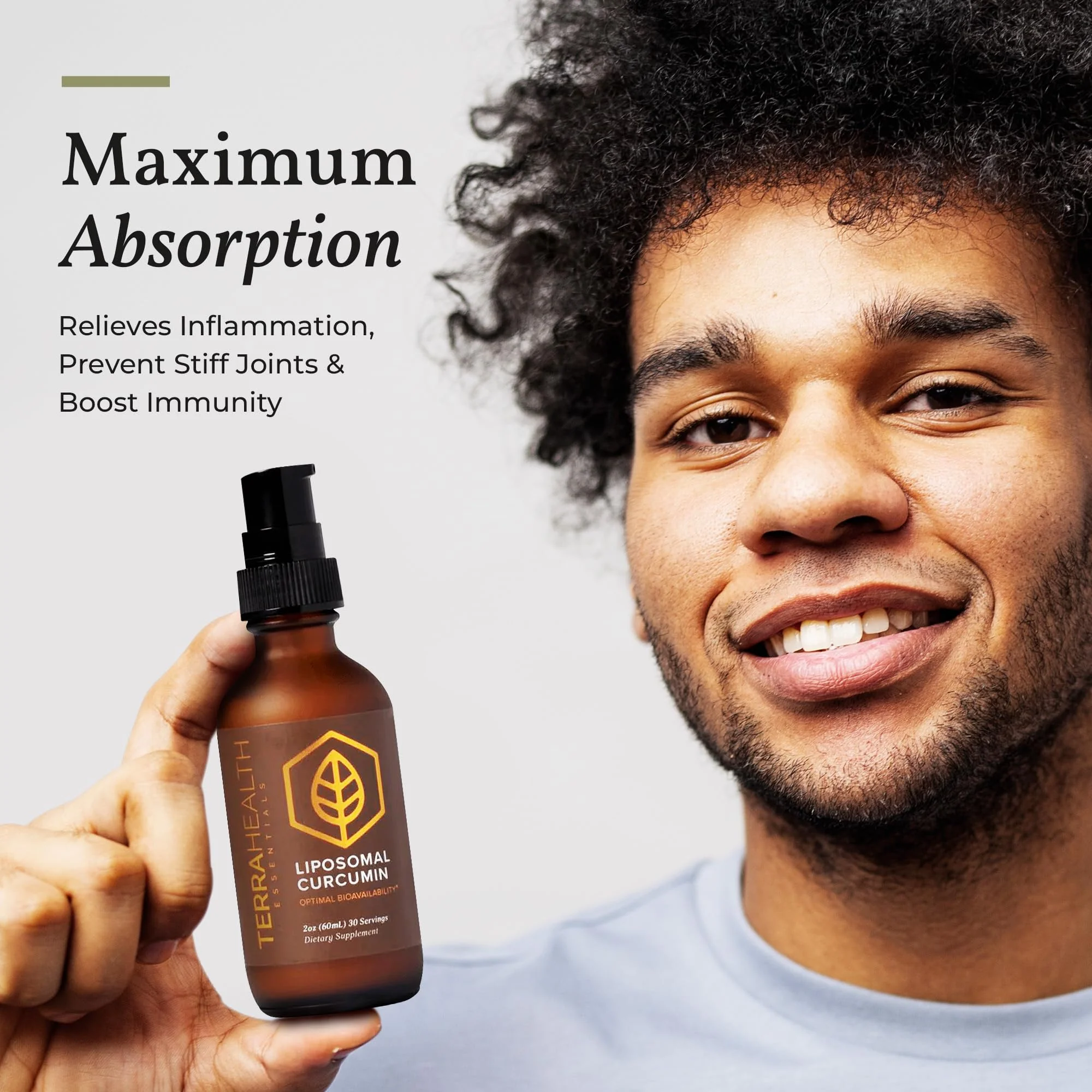 Terra Health Essentials Liposomal Curcumin Drops — Joint Support with Turmeric & Black Pepper, 5X Absorption, 30 Servings, Vegan - Image 4