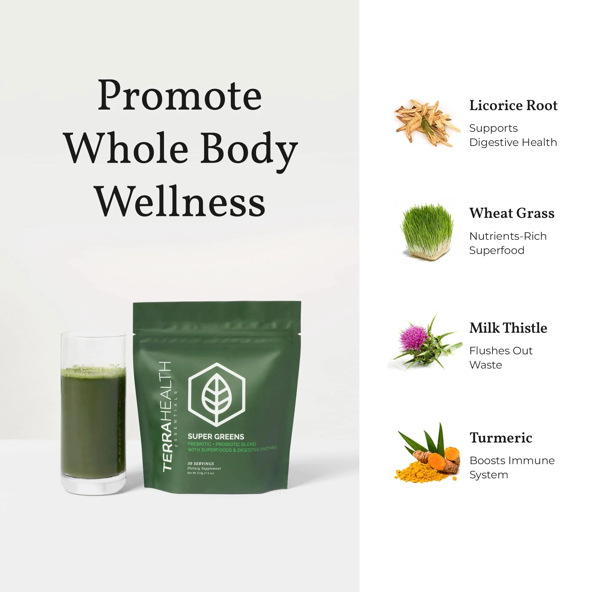 Terra Health Essentials Super Greens | Organic Greens Powder with Probiotics | 30 Servings - Image 5