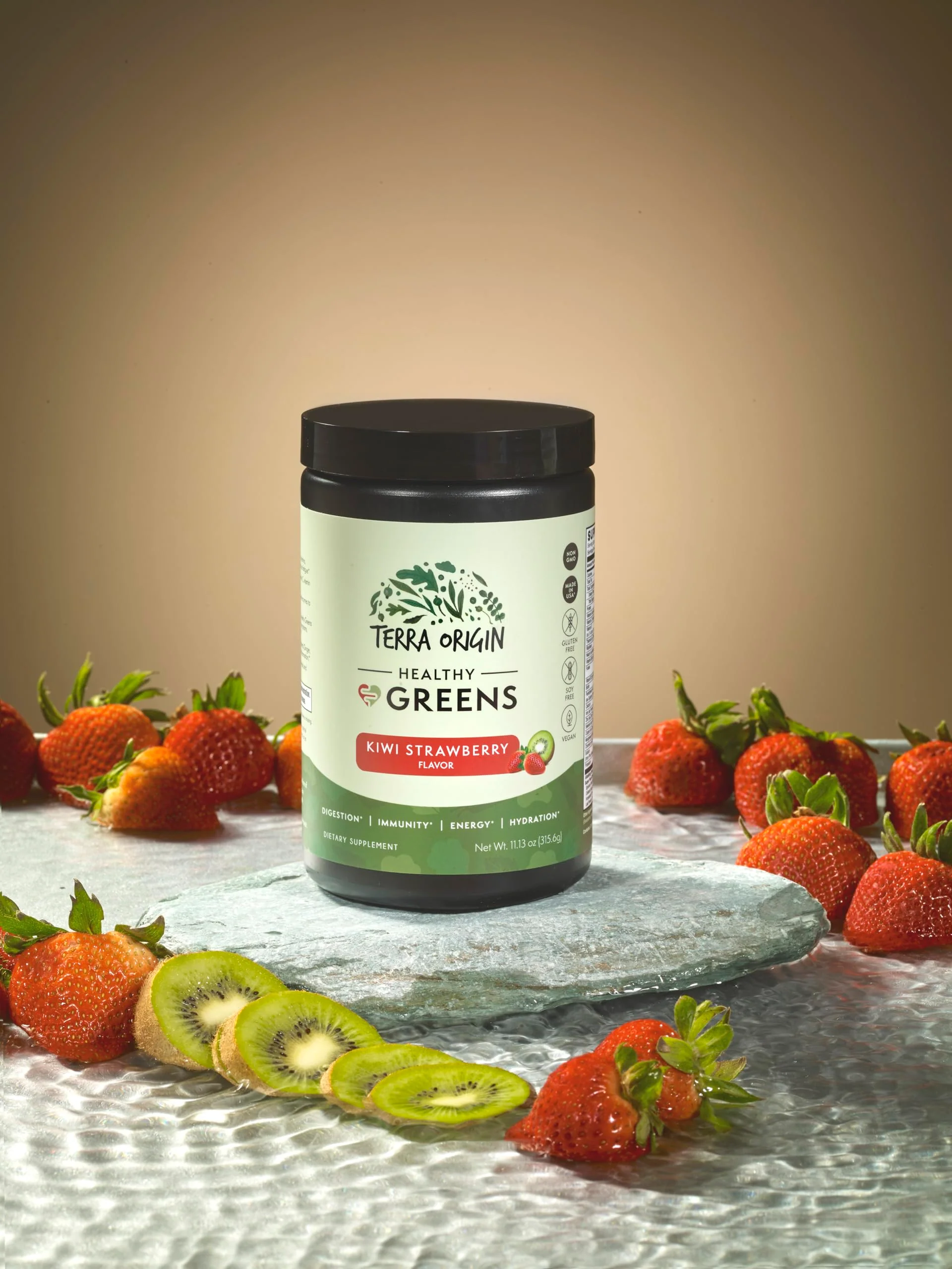 TERRA ORIGIN Healthy Greens Powder Blend | Immune & Digestive Health Support | Kiwi Strawberry | 30 Servings - Image 4