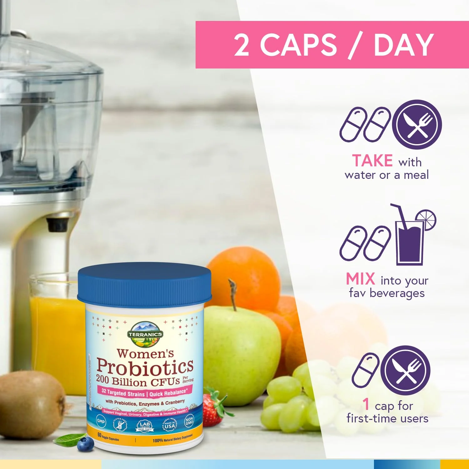 Terranics Daily Probiotics for Women – 60 Vegan Caps, 200B CFU, 32 Strains | Cranberry & Prebiotics - Image 6