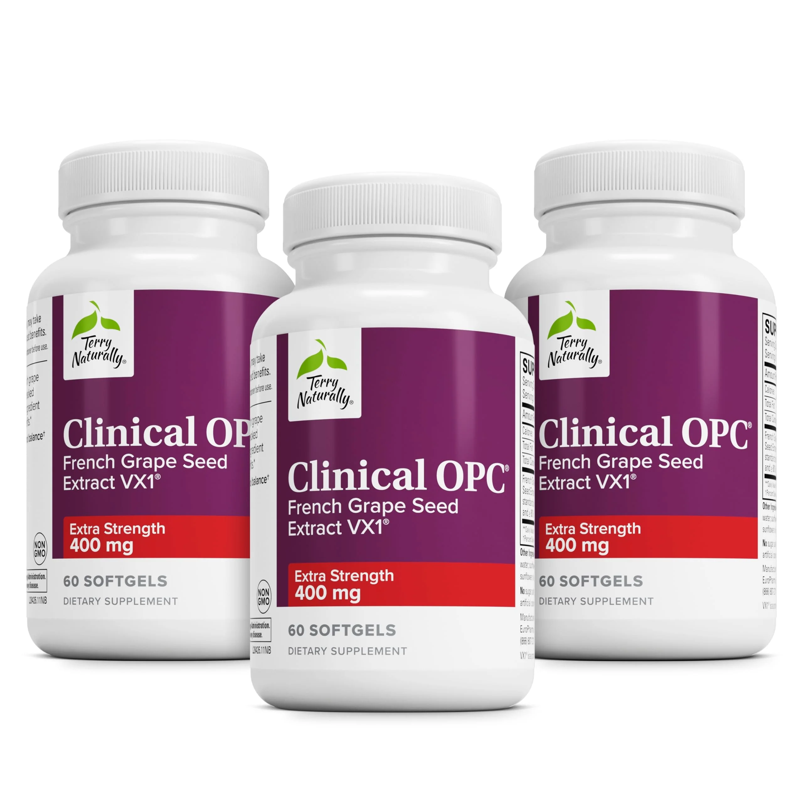 Terry Naturally Clinical OPC Extra Strength – Cardiovascular Health, Focus & Immune Support, Grape Seed Extract, 60 Softgels (Pack of 3) - Image 8