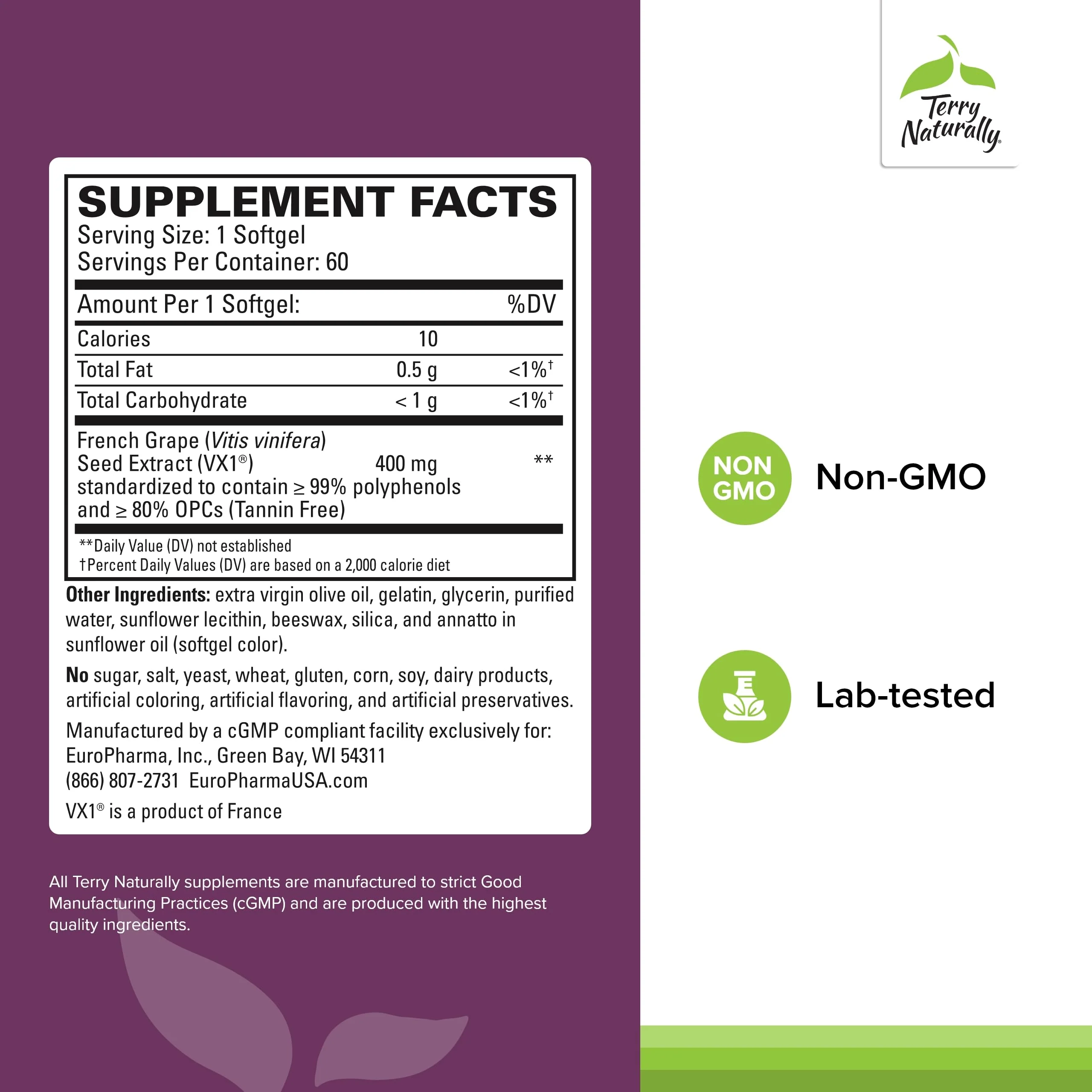 Terry Naturally Clinical OPC Extra Strength – Cardiovascular Health, Focus & Immune Support, Grape Seed Extract, 60 Softgels (Pack of 3) - Image 9