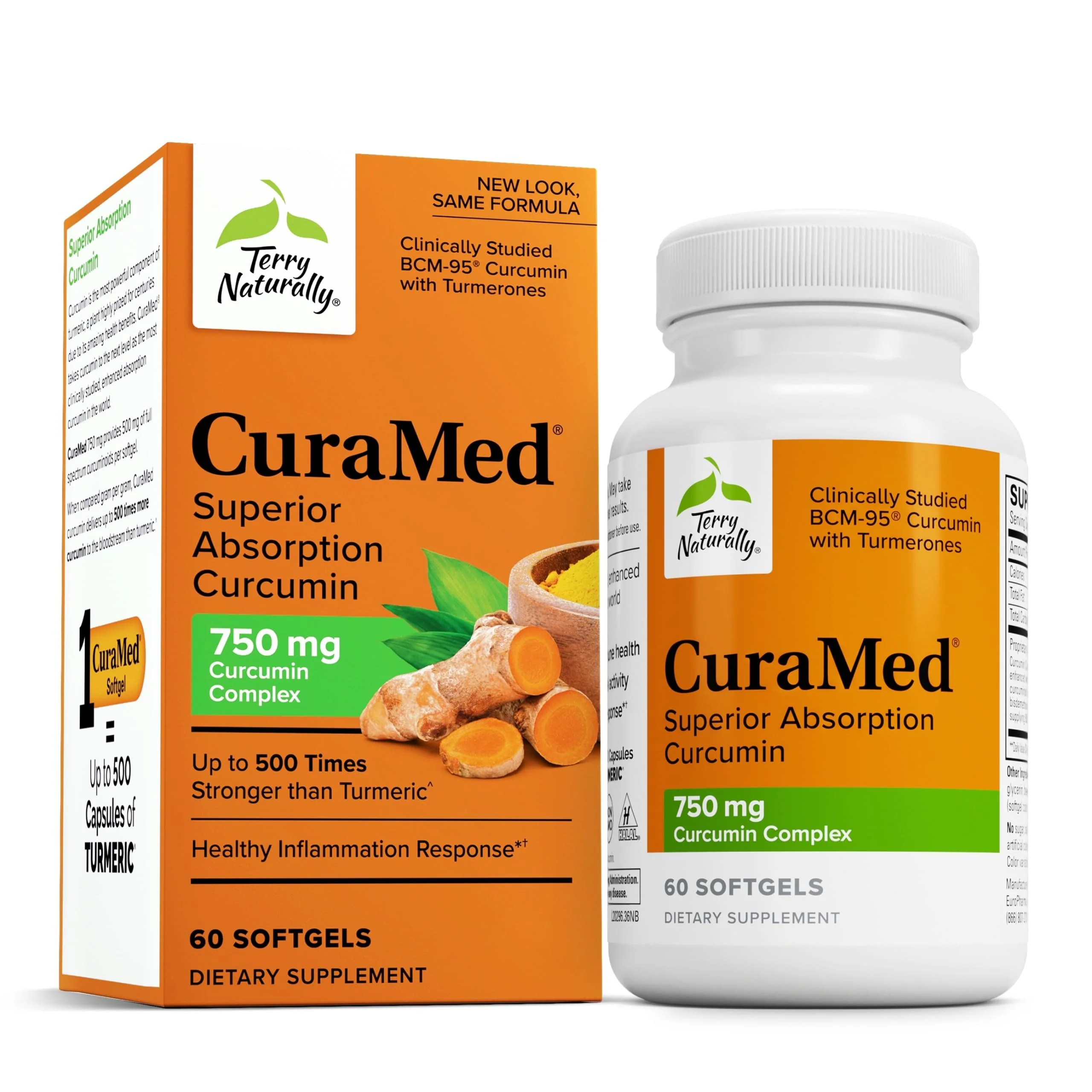 Terry Naturally CuraMed 750mg – High-Potency Curcumin Antioxidant Supplement for Brain & Heart Health (60 Softgels) - Image 8