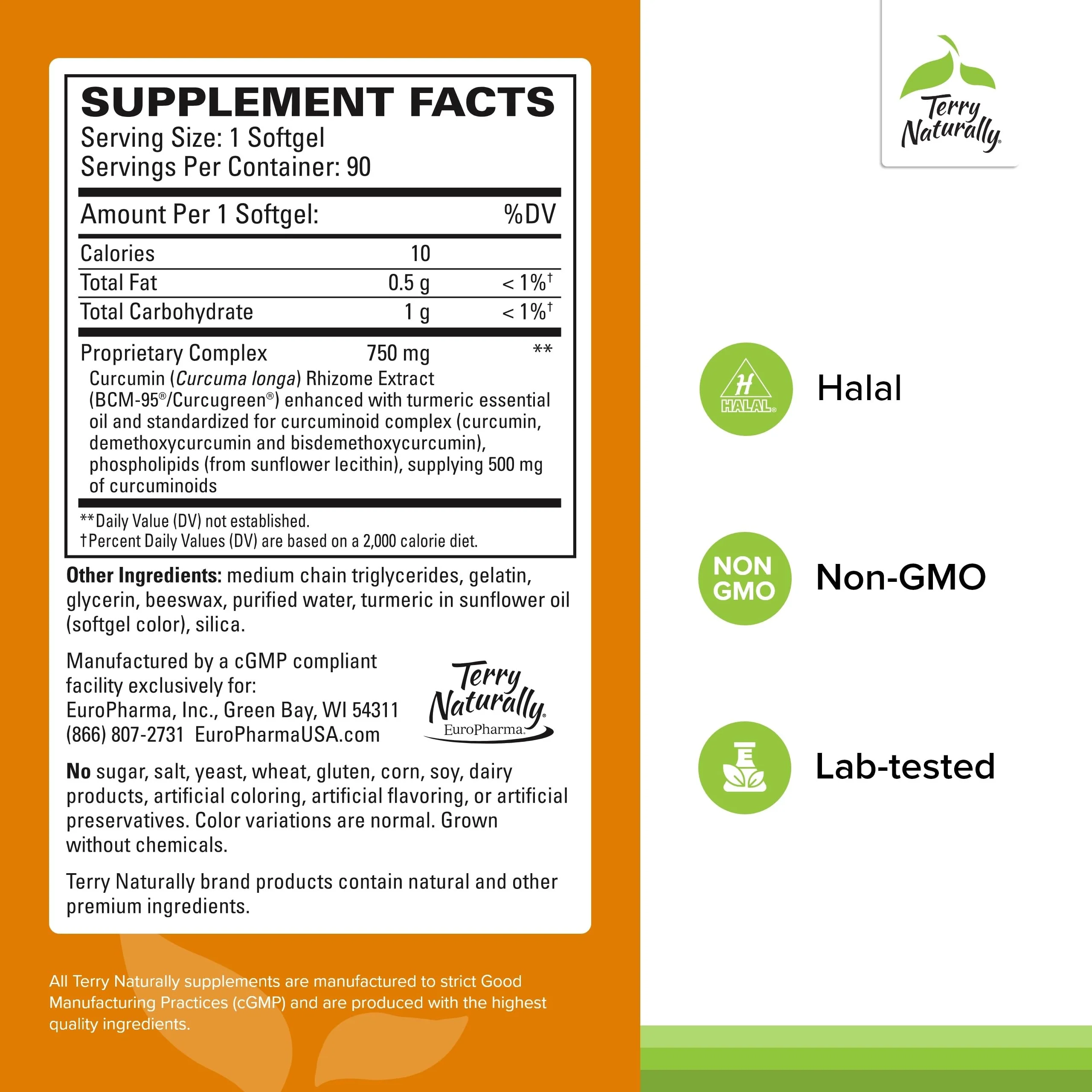 Terry Naturally CuraMed 750mg - High-Potency Curcumin for Brain & Heart Health | 90 Softgels - Image 2
