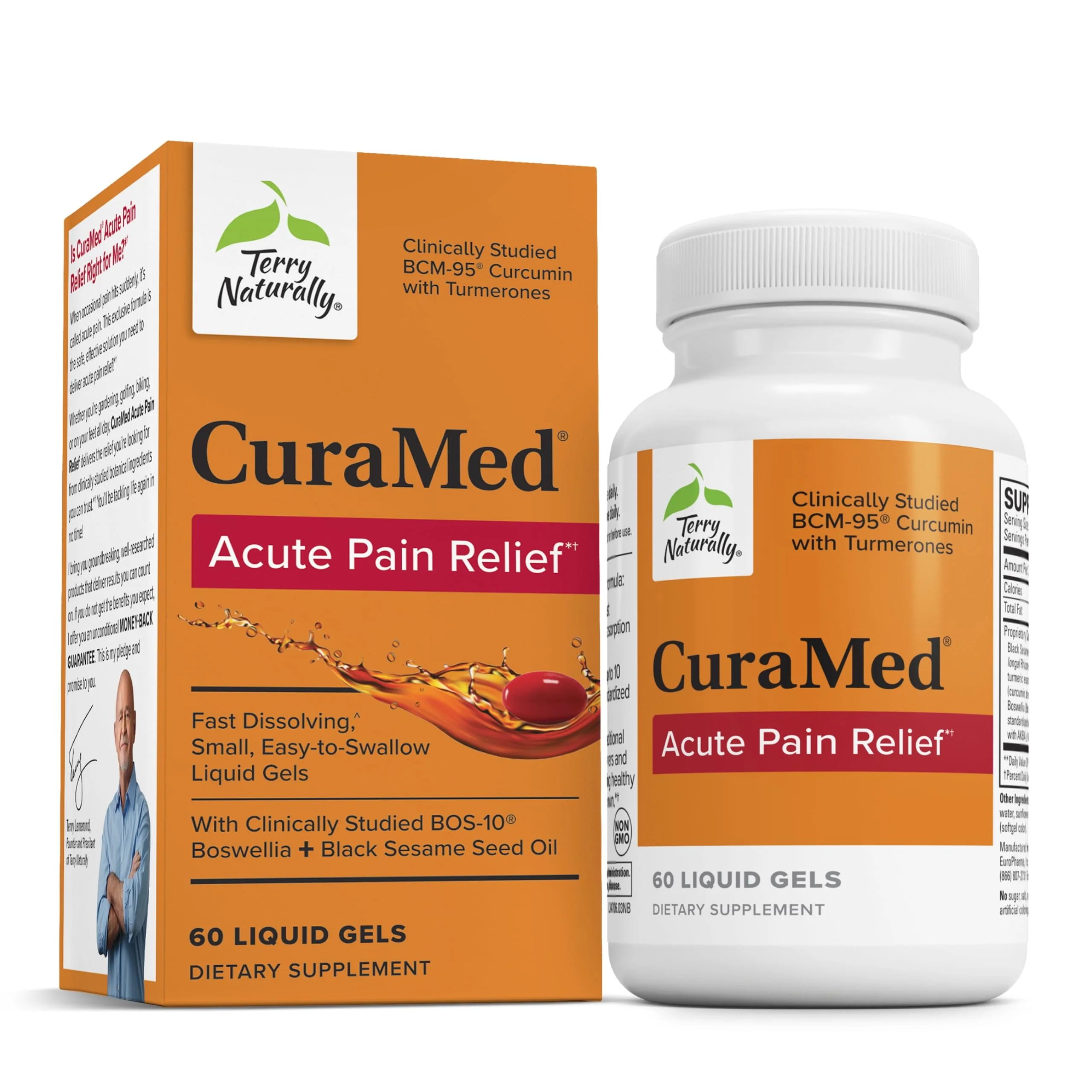 Terry Naturally CuraMed Acute Pain Relief – BCM-95 Curcumin + BOS-10 Boswellia with Black Sesame Seed Oil, 60 Liquid Gels - Image 8