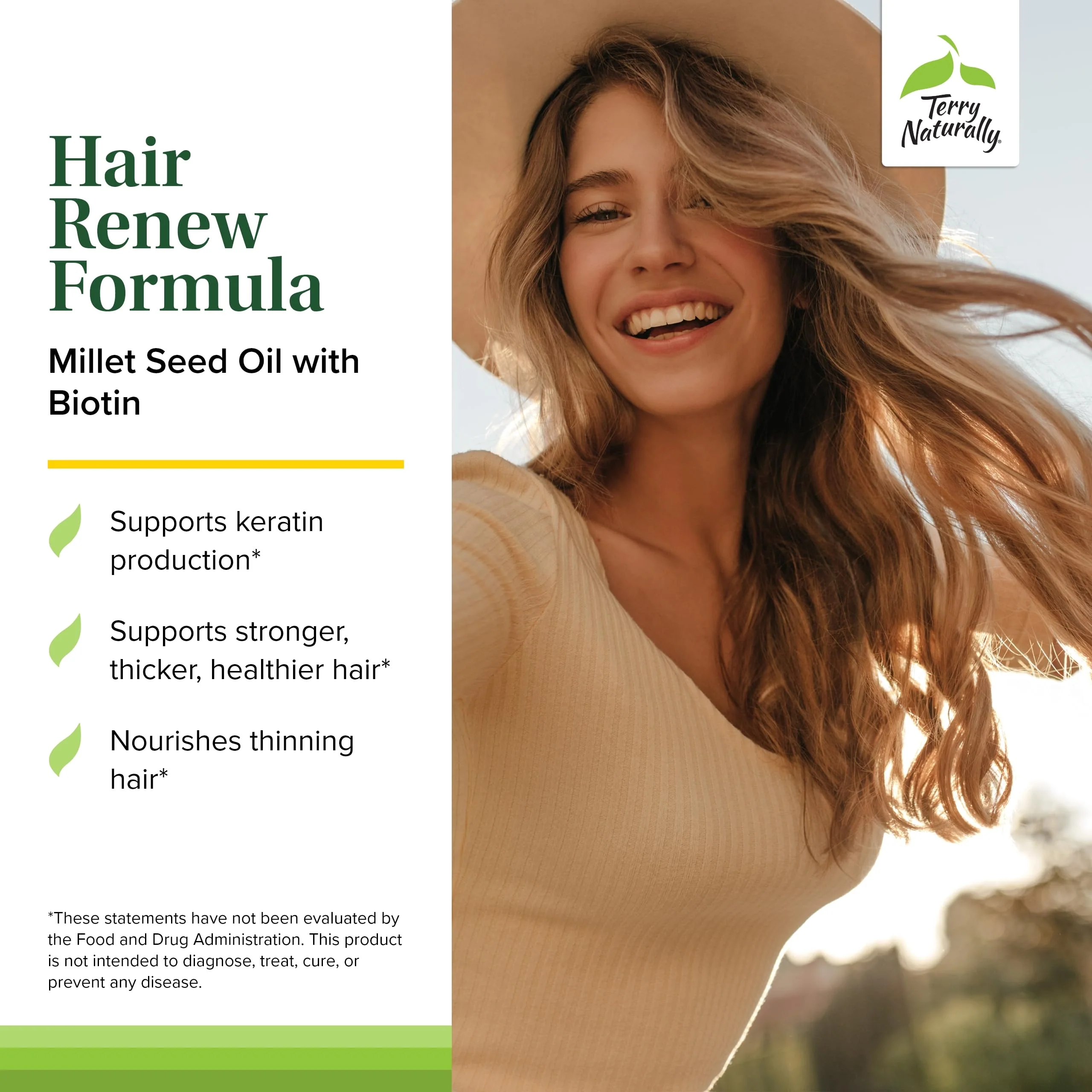 Terry Naturally Hair Renew Formula – Hair Growth Support with Biotin, Horsetail & Millet Seed Oil (60 Softgels, 2-Pack) - Image 3