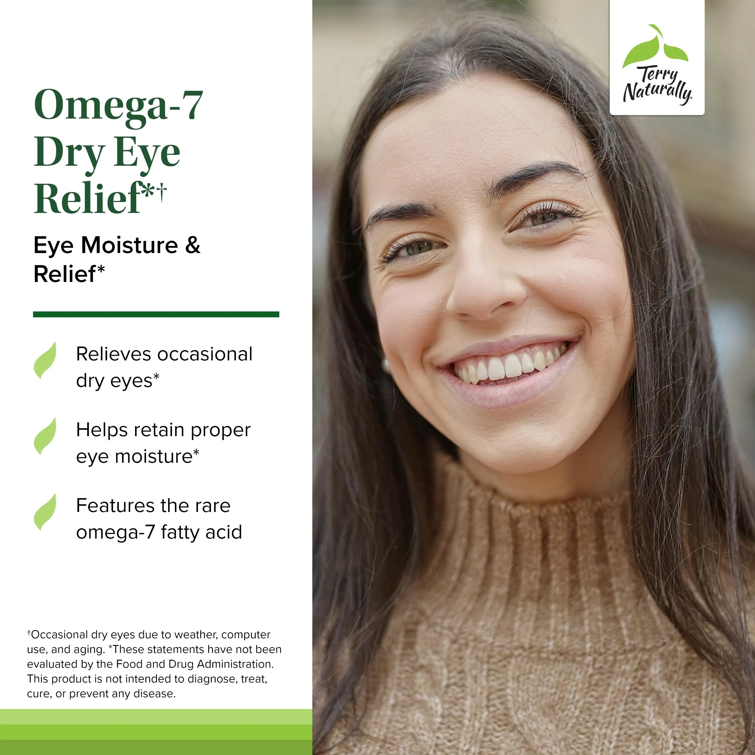 Terry Naturally Omega-7 Dry Eye Relief – Buckthorn Seed Oil Eye Health Supplement (60 Softgels, 2-Pack) - Image 3