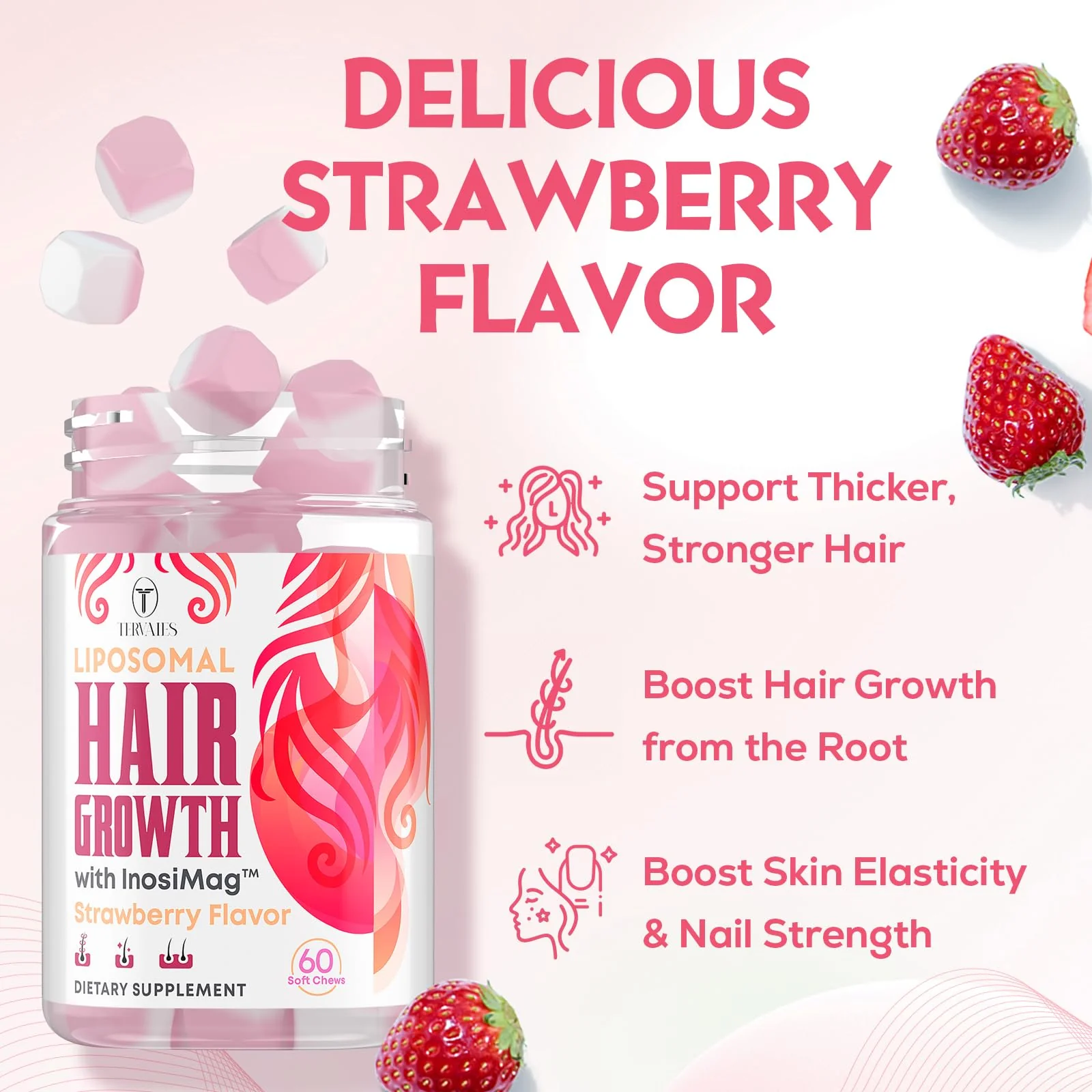 Tervaies Liposomal Hair Growth Soft Chews – High-Potency Vitamins with Biotin, InosiMag, Collagen & Zinc - Image 5