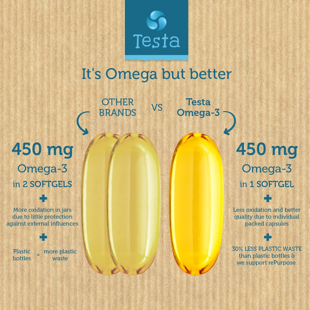 Testa Omega-3: Plant-Based DHA + EPA from Algae Oil | Pure Vegan Omega-3 | 60 Capsules (8 Pack) - Image 4