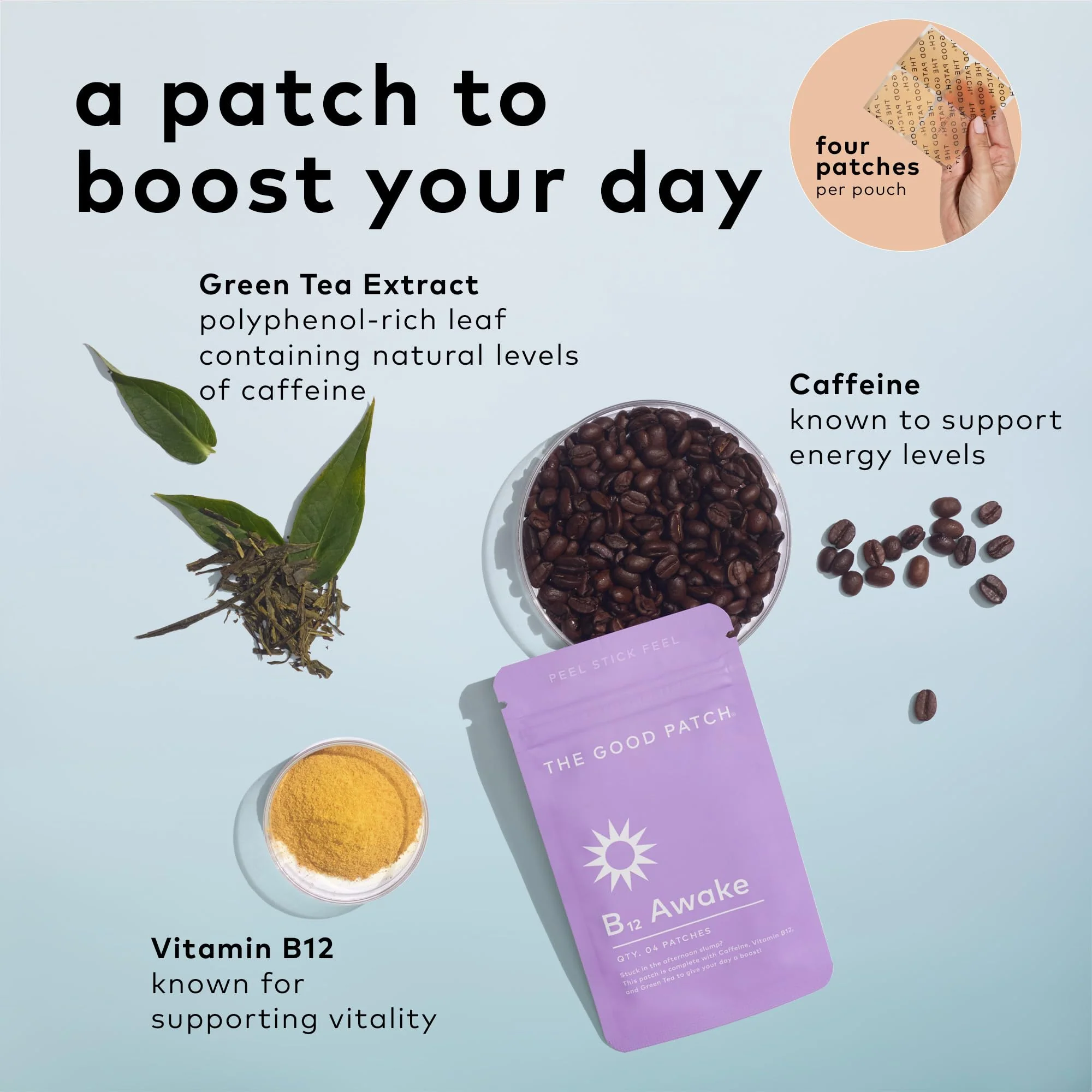 The Good Patch B12 Awake Patch | Caffeine, B12 & Green Tea for Natural Energy (24 Patches) - Image 2